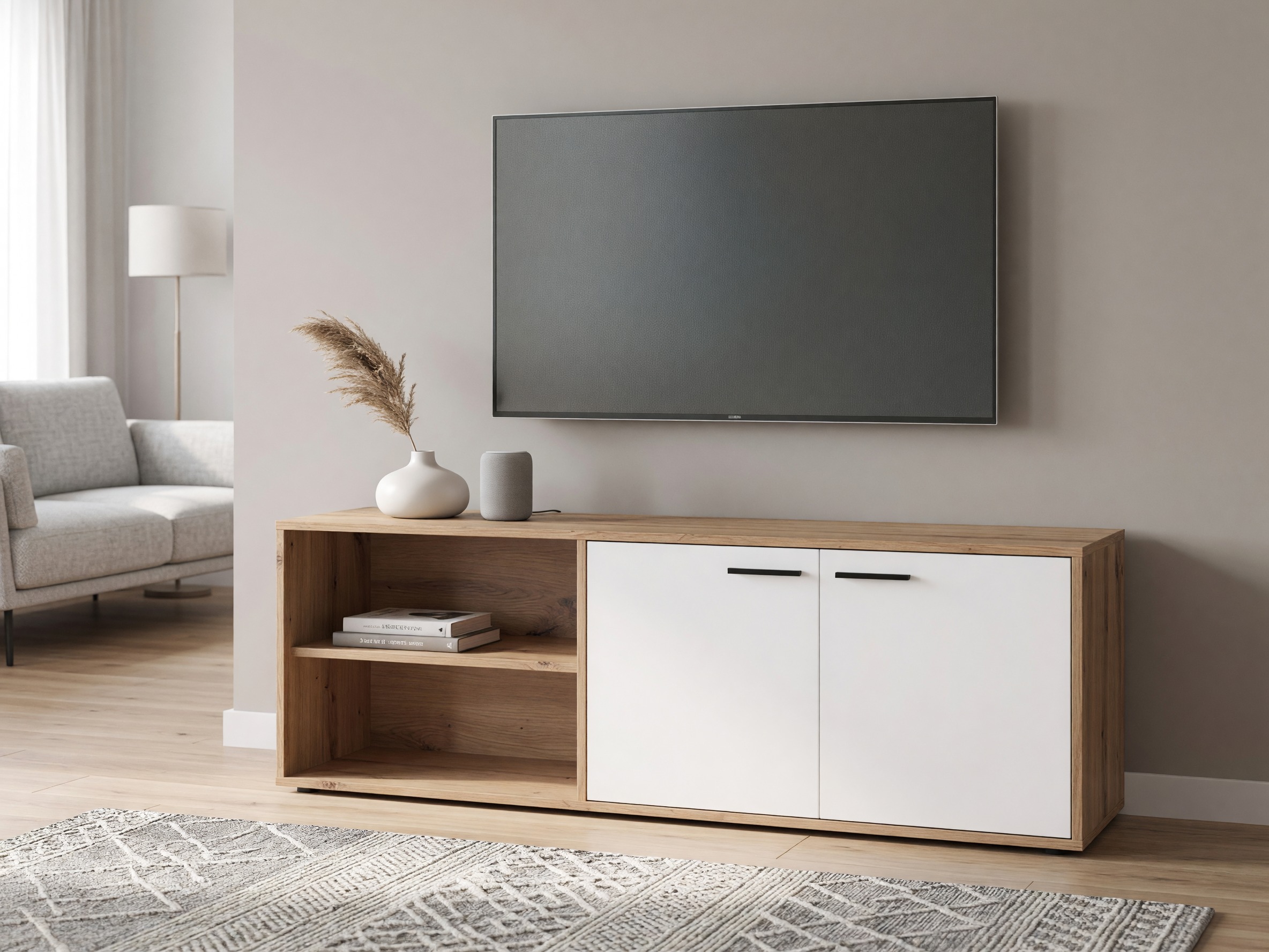 TV stand Ontario 245 (White + Artisan oak)