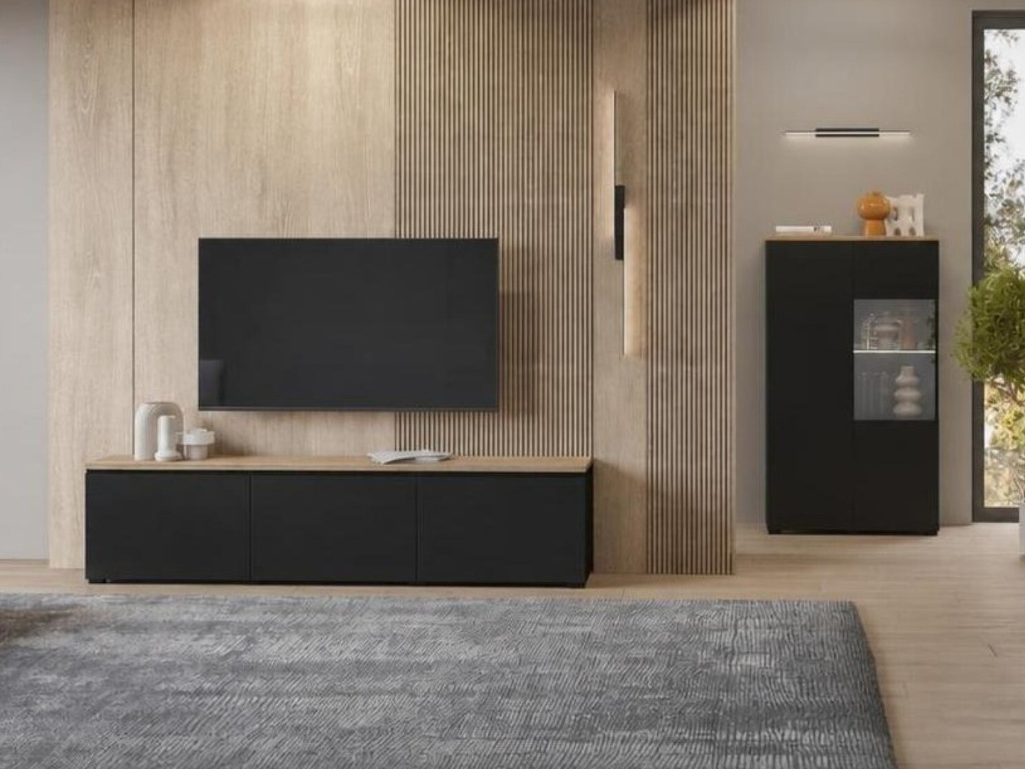 Living room set Baletu 114 (Black + Oak)