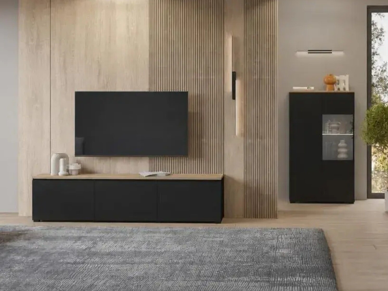 Living room set Baletu 114 (Black + Oak)