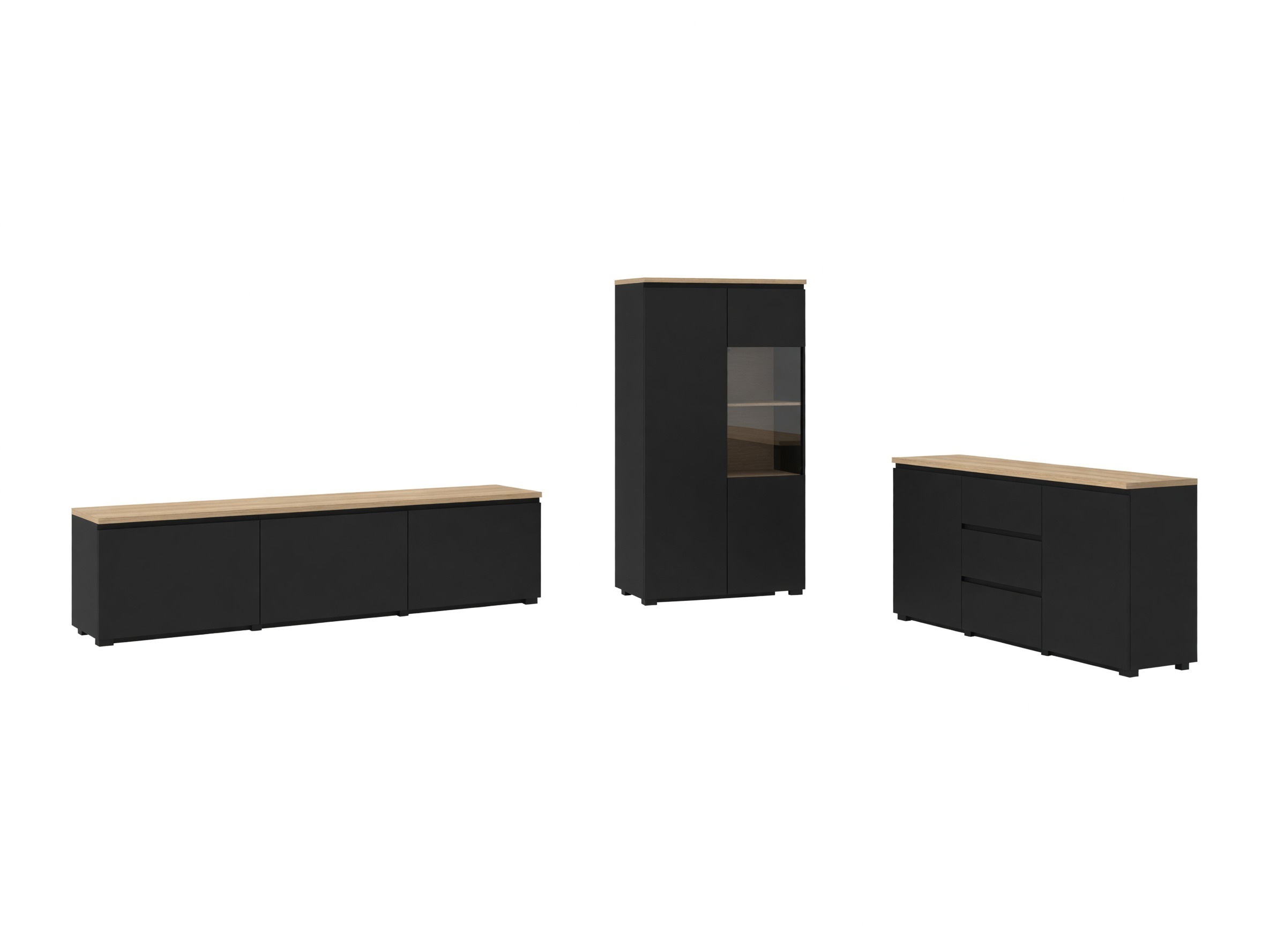 Living room set Baletu 114 (Black + Oak)