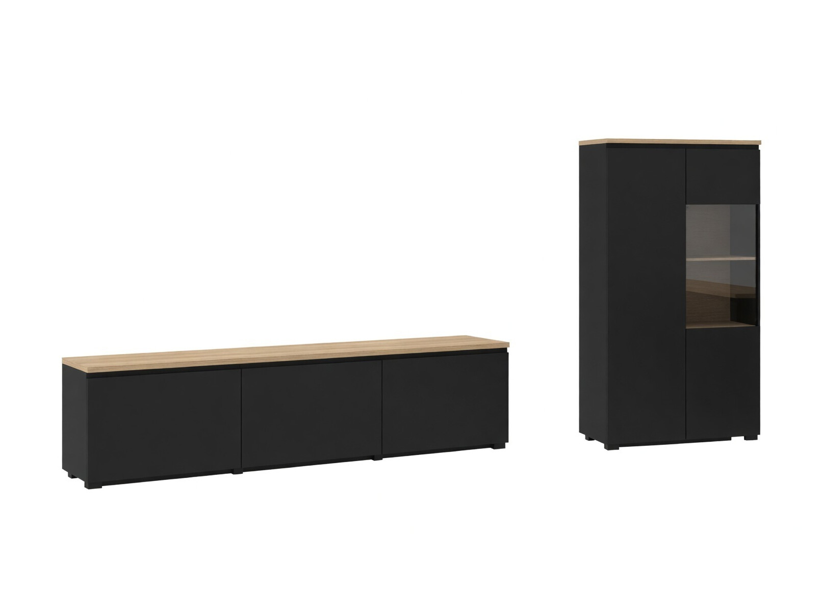Living room set Baletu 114 (Black + Oak)