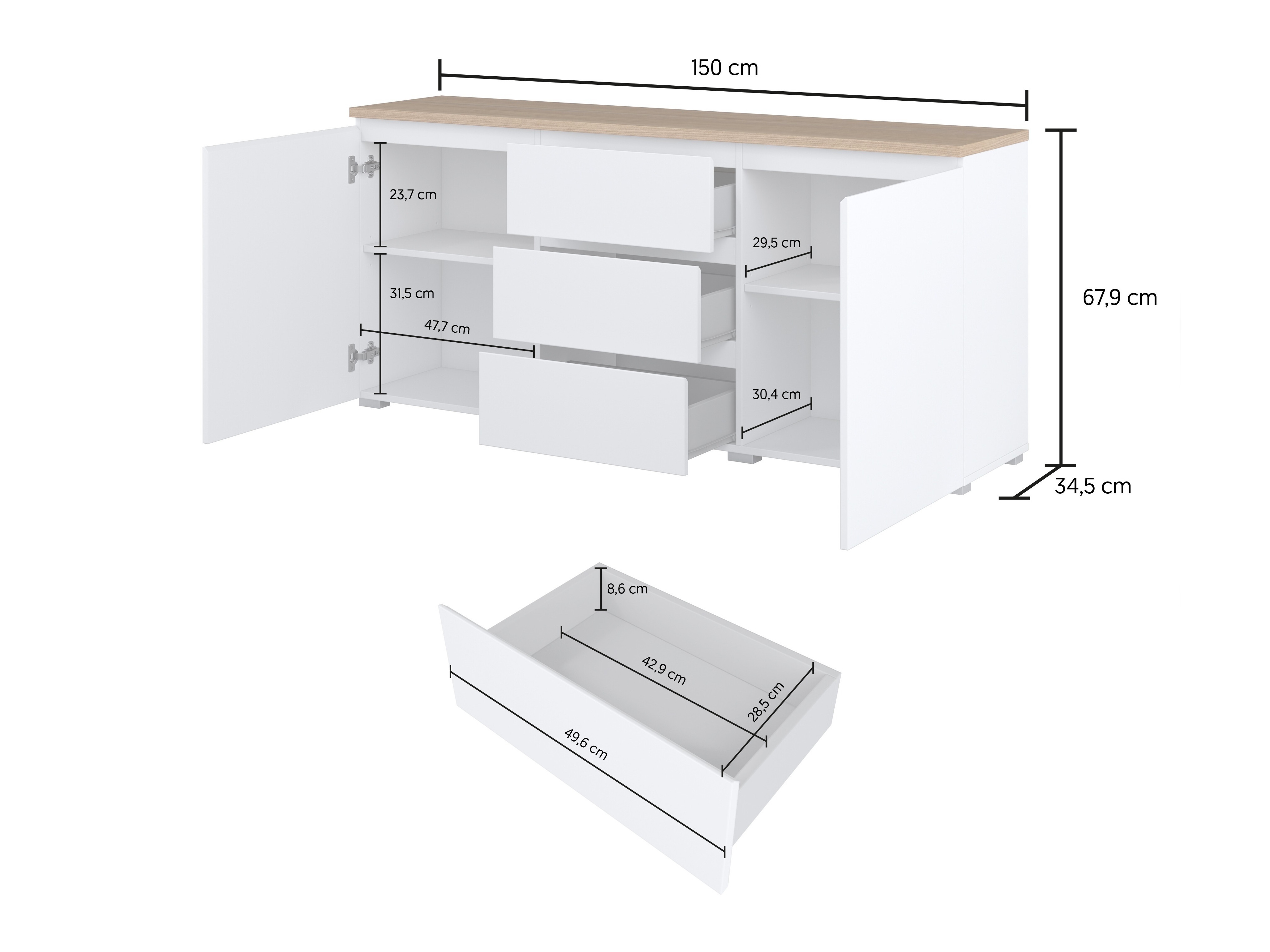 Living room set Baletu 114 (White + Oak)