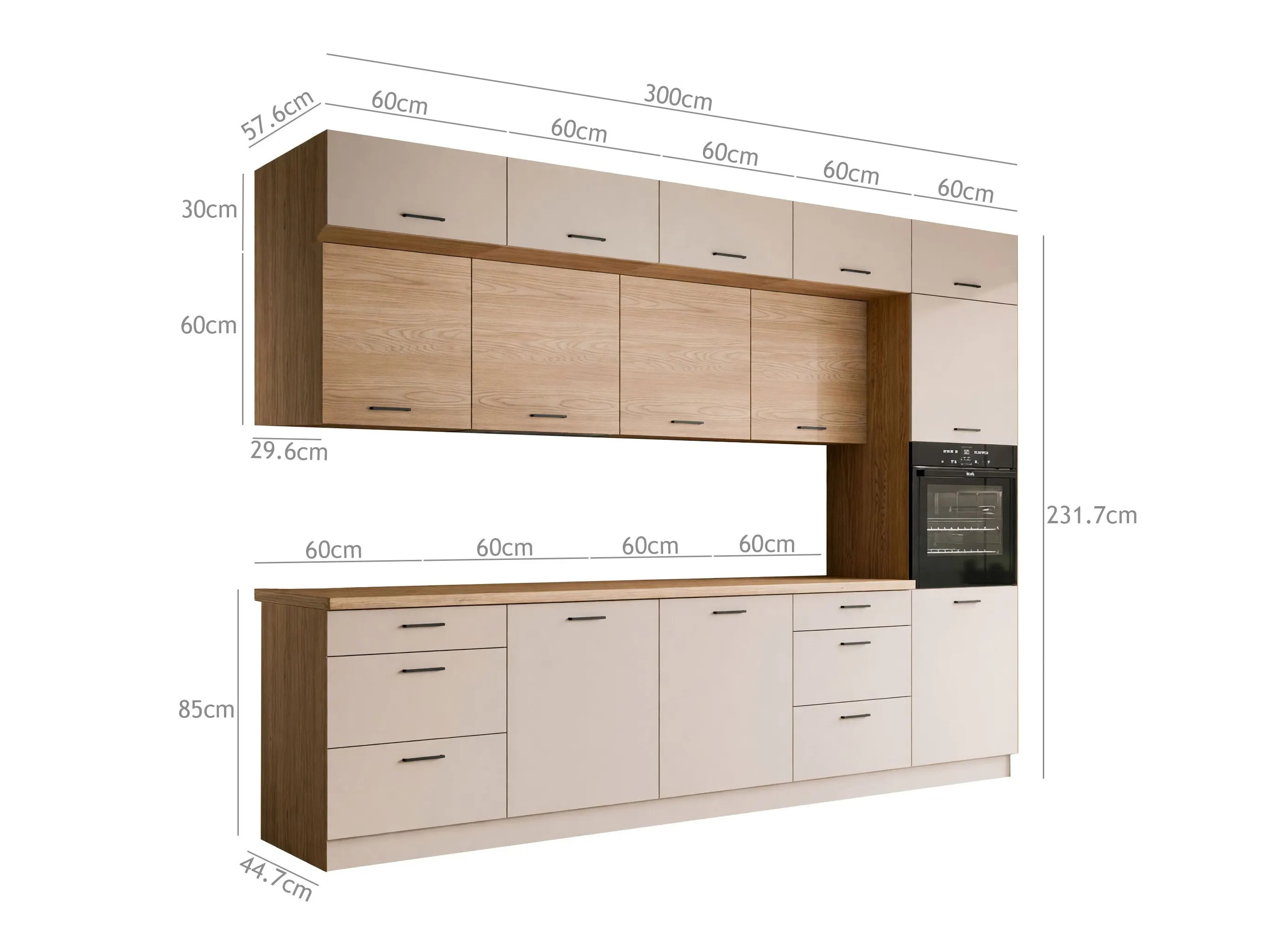 Modular kitchen set Ati Cashmere Grey 100