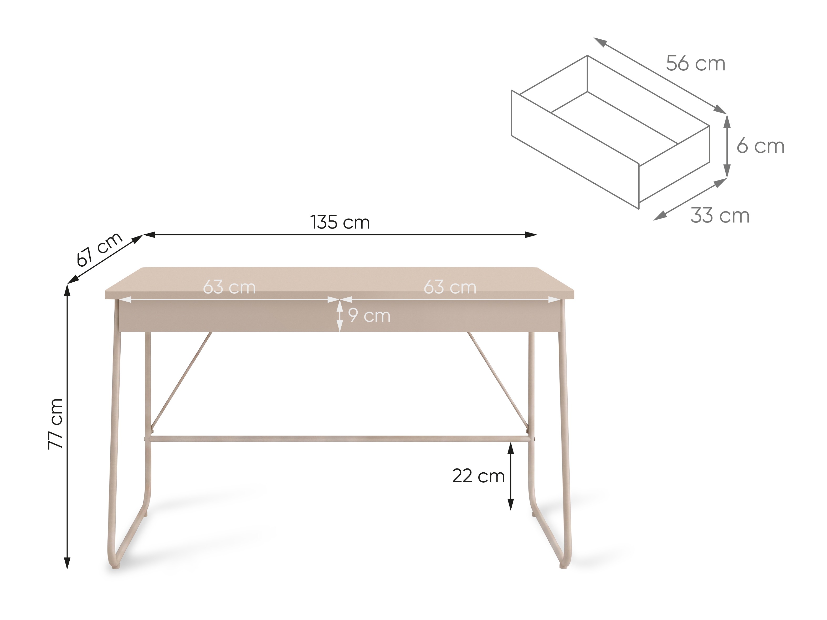 Desk Fresno 185 (Beige)