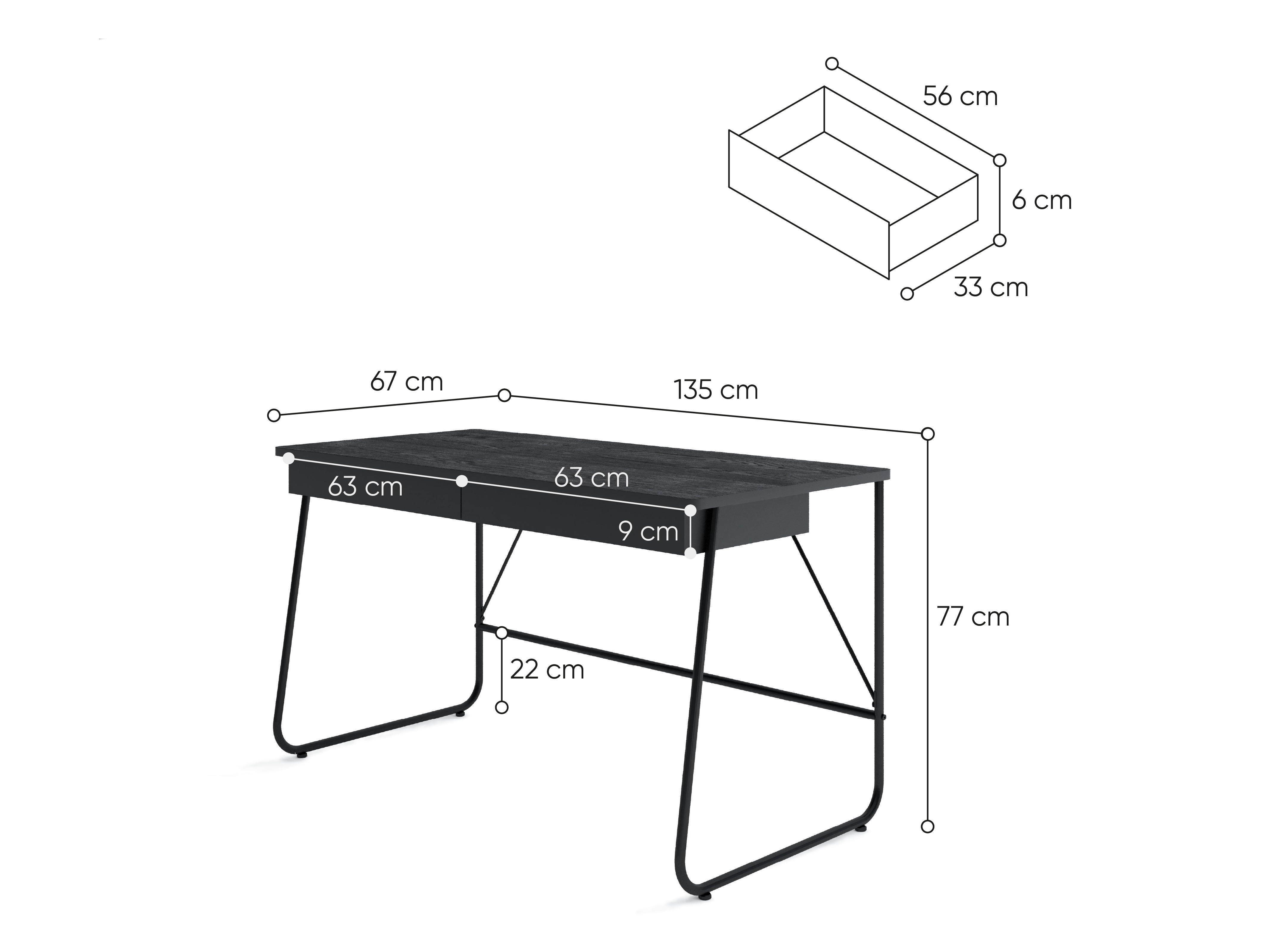 Desk Fresno 185 (Black)