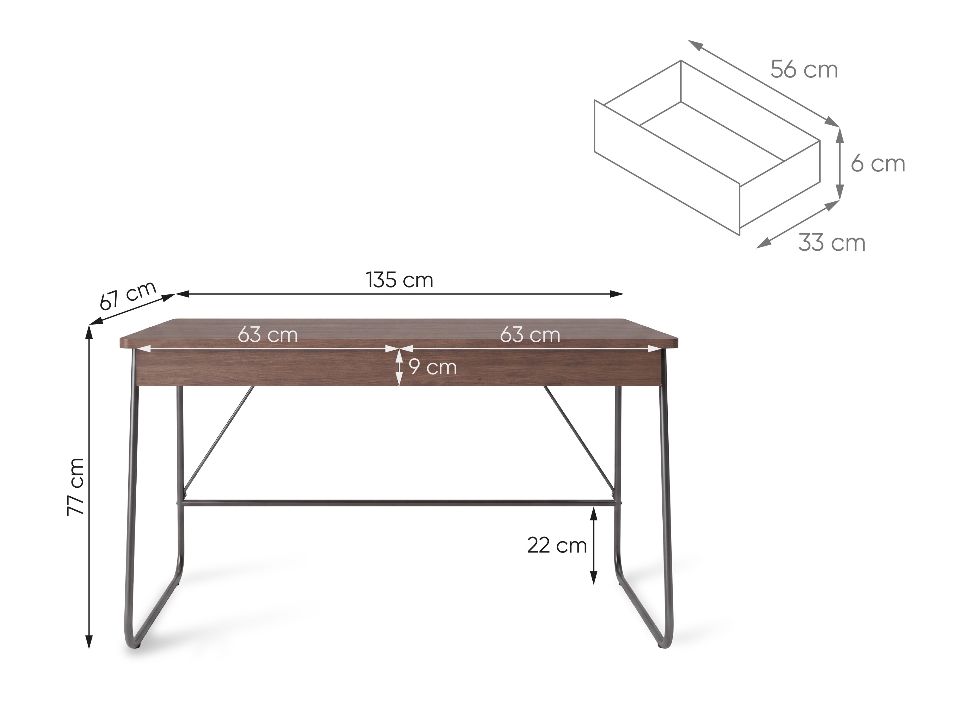 Desk Fresno 185 (Dark oak)