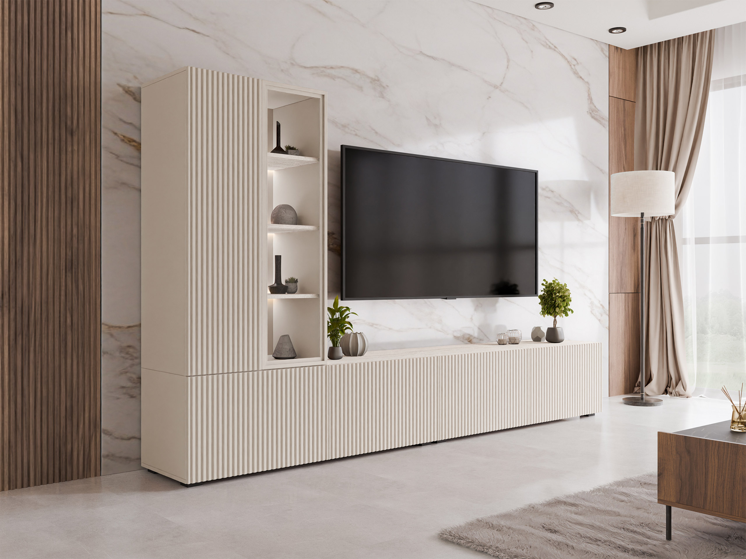 Living room set Comfivo 599 (Cashmere + Light Travertine)