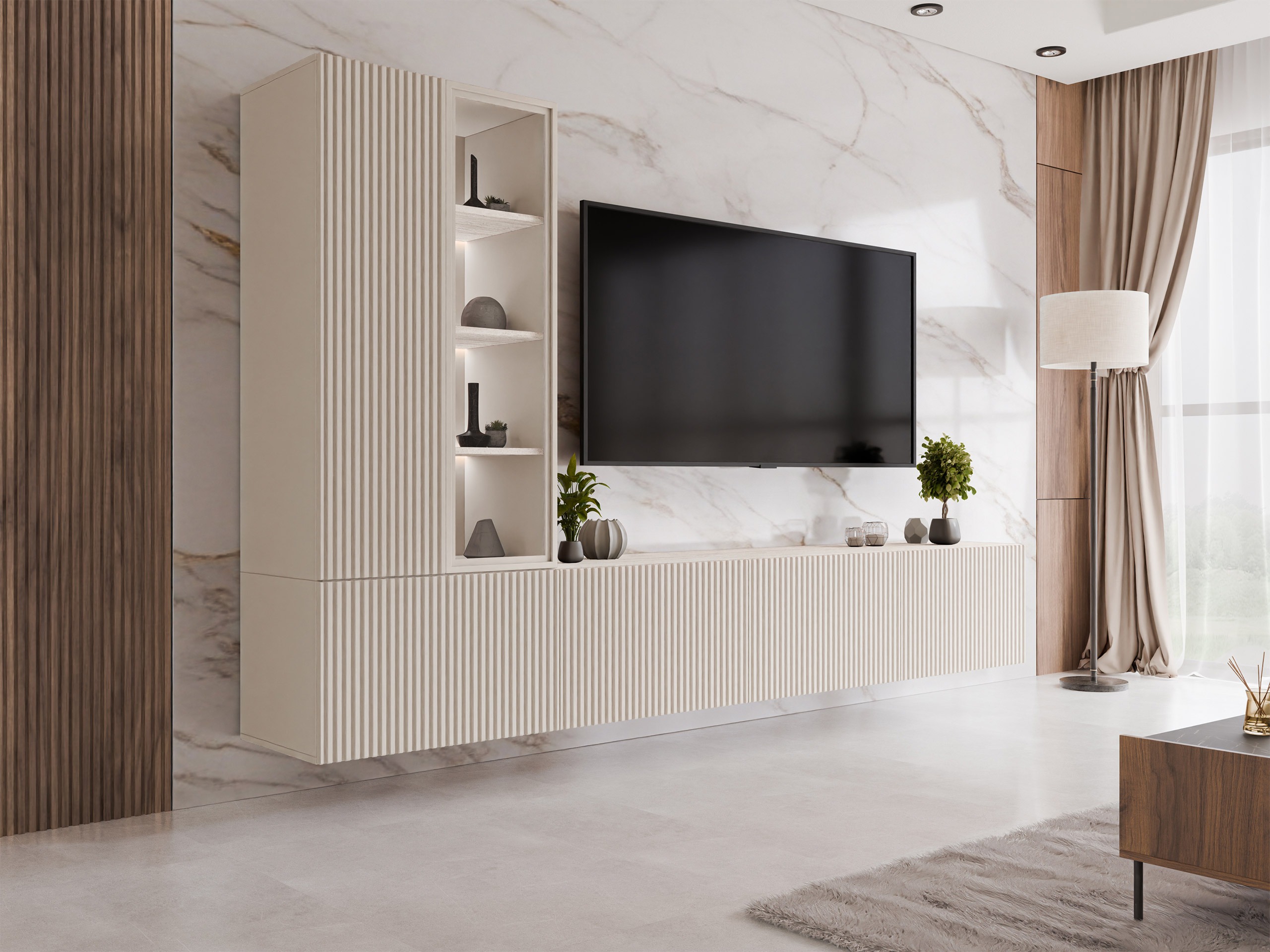 Living room set Comfivo 599 (Cashmere + Light Travertine)