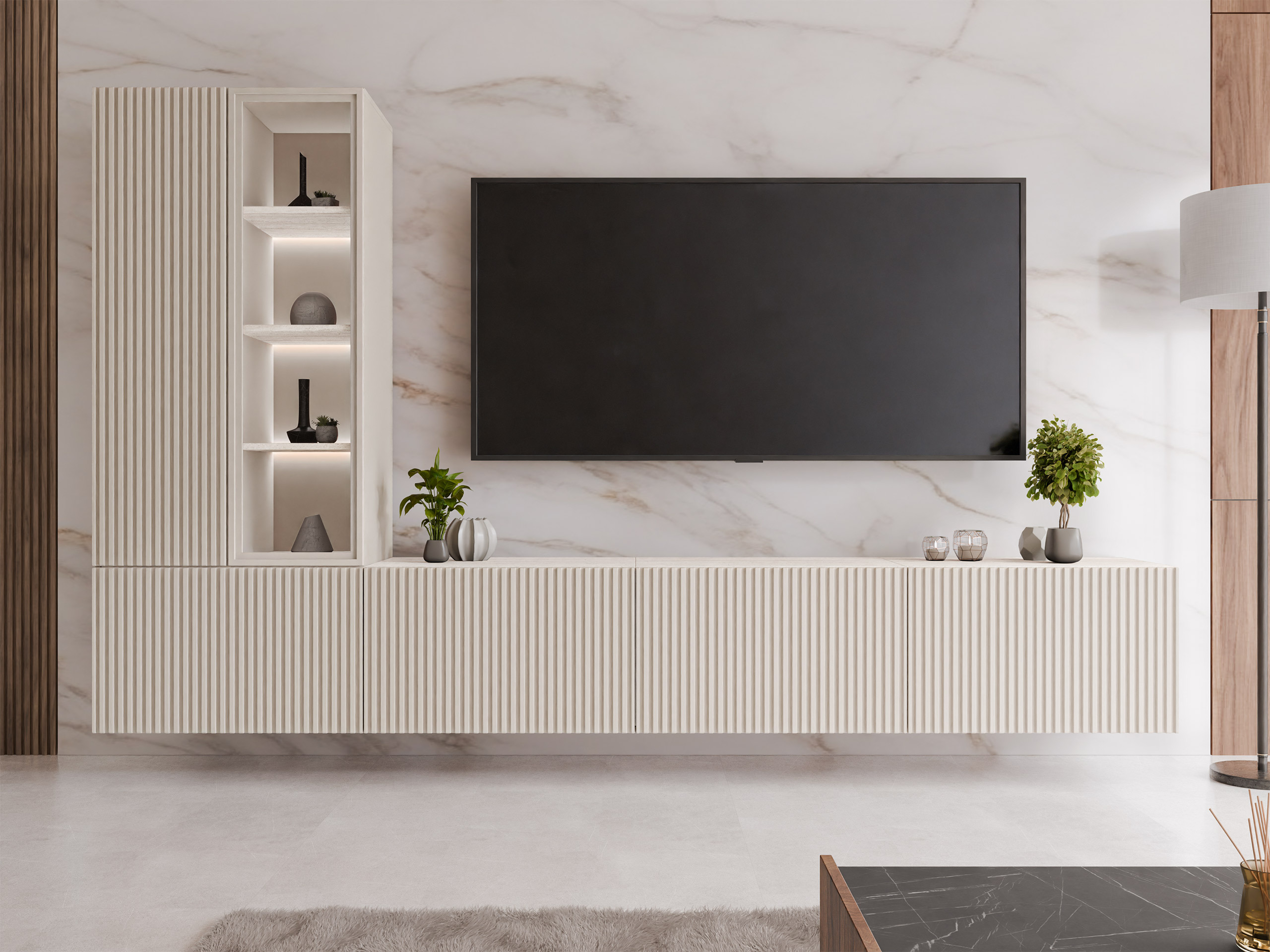 Living room set Comfivo 599 (Cashmere + Light Travertine)
