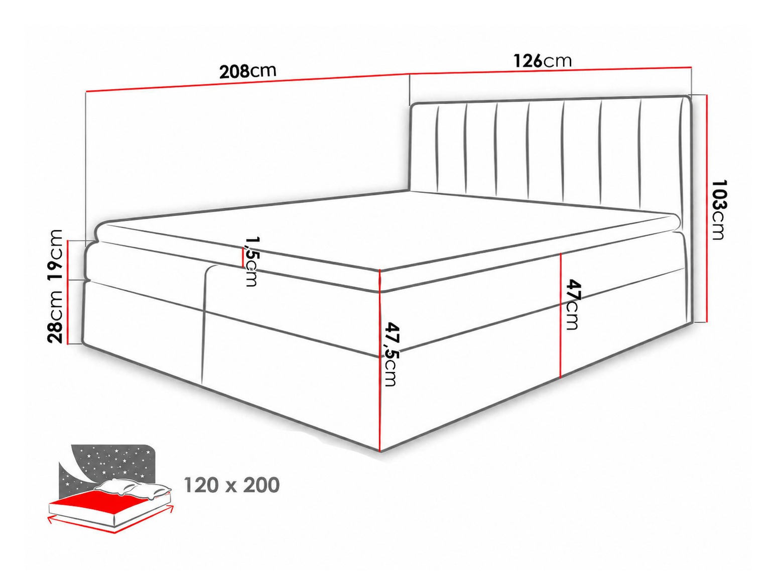 Continental bed Culina (Soft 011 + Ikar 01)