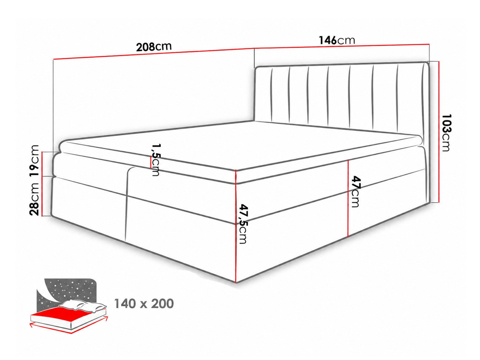 Continental bed Culina (Soft 011 + Ikar 01)