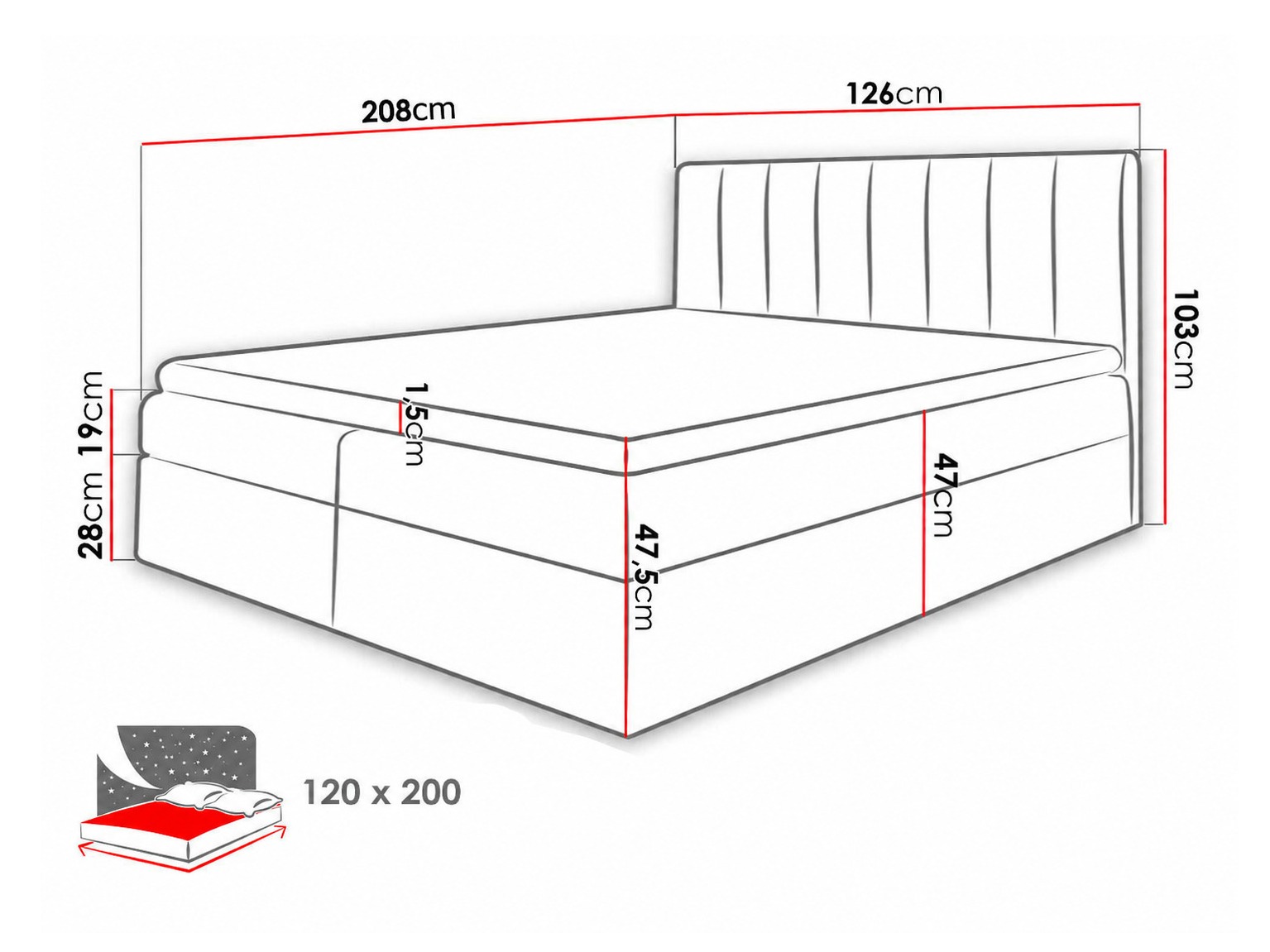 Continental bed Culina (Soft 017 + Ikar 09)