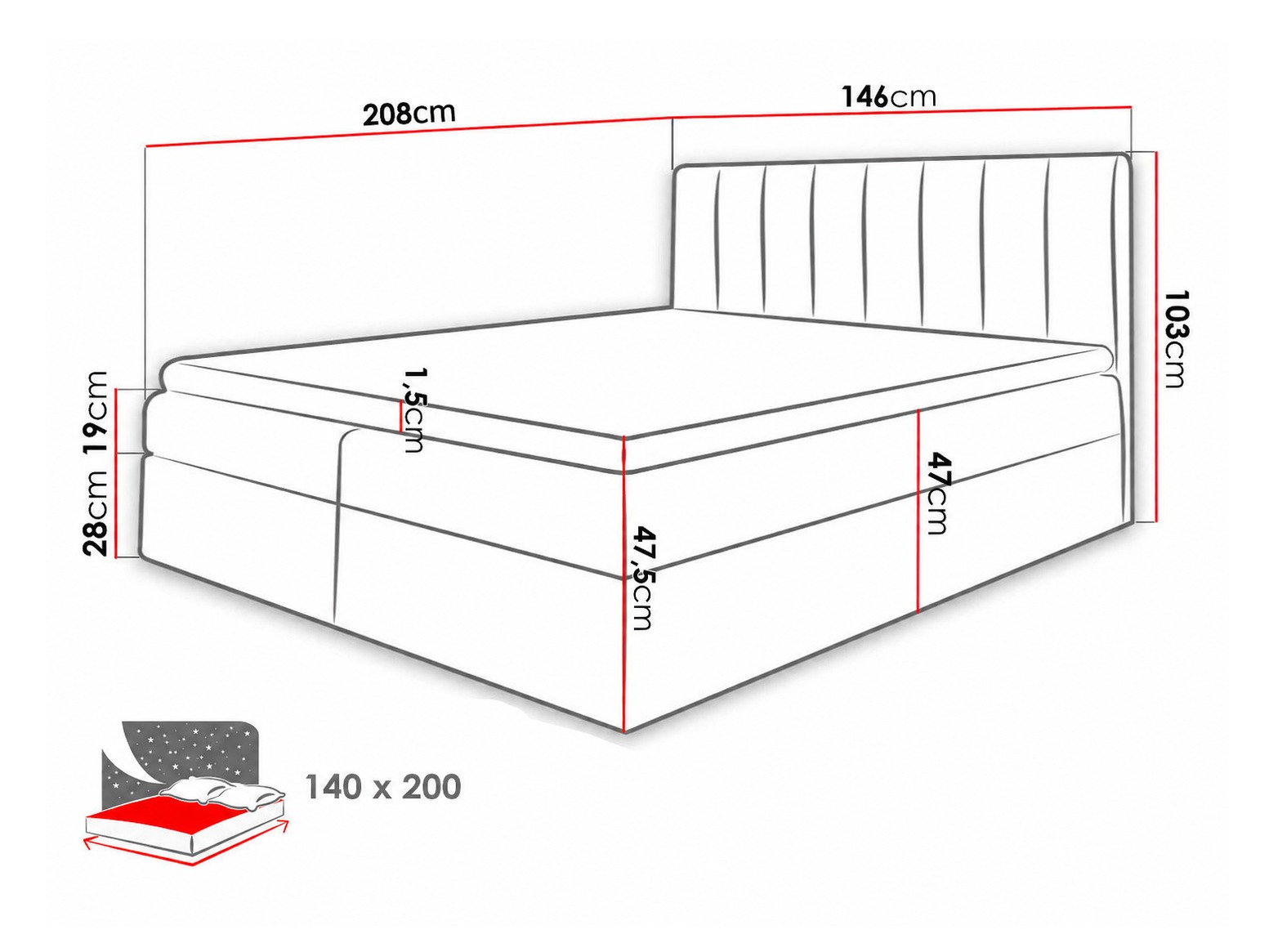 Continental bed Culina (Soft 017 + Ikar 09)