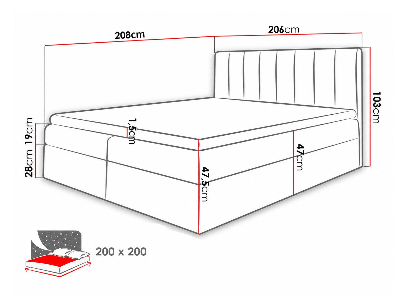 Continental bed Culina (Soft 017 + Ikar 09)