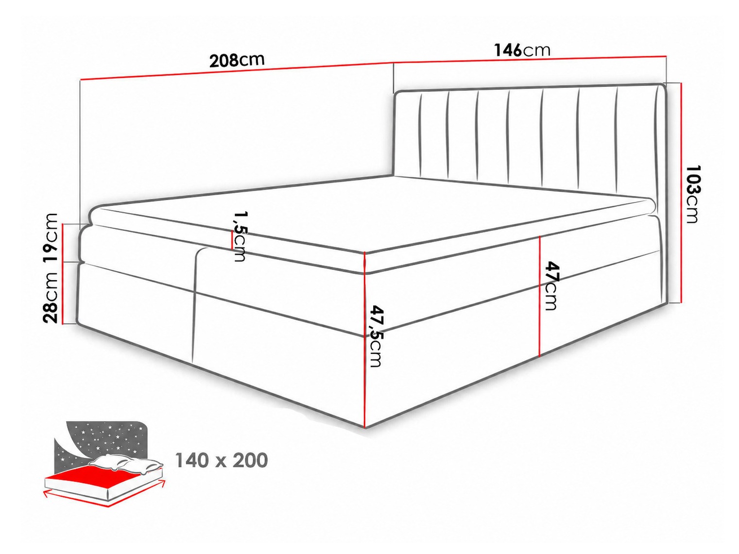 Continental bed Culina (Soft 017 + Spirit 13)
