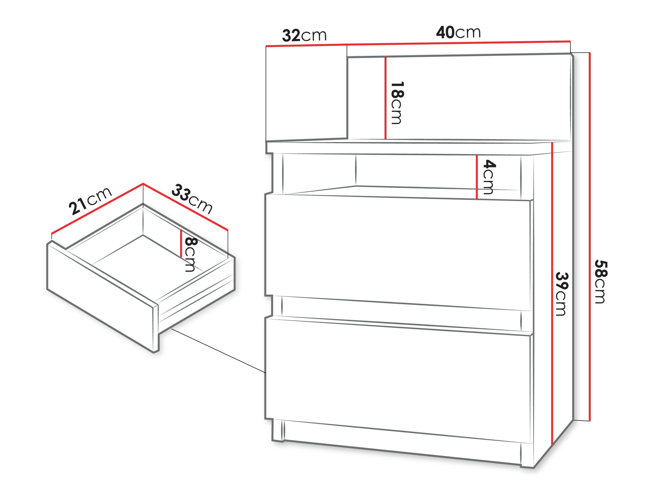 Bedside table Comfivo Structor (White)