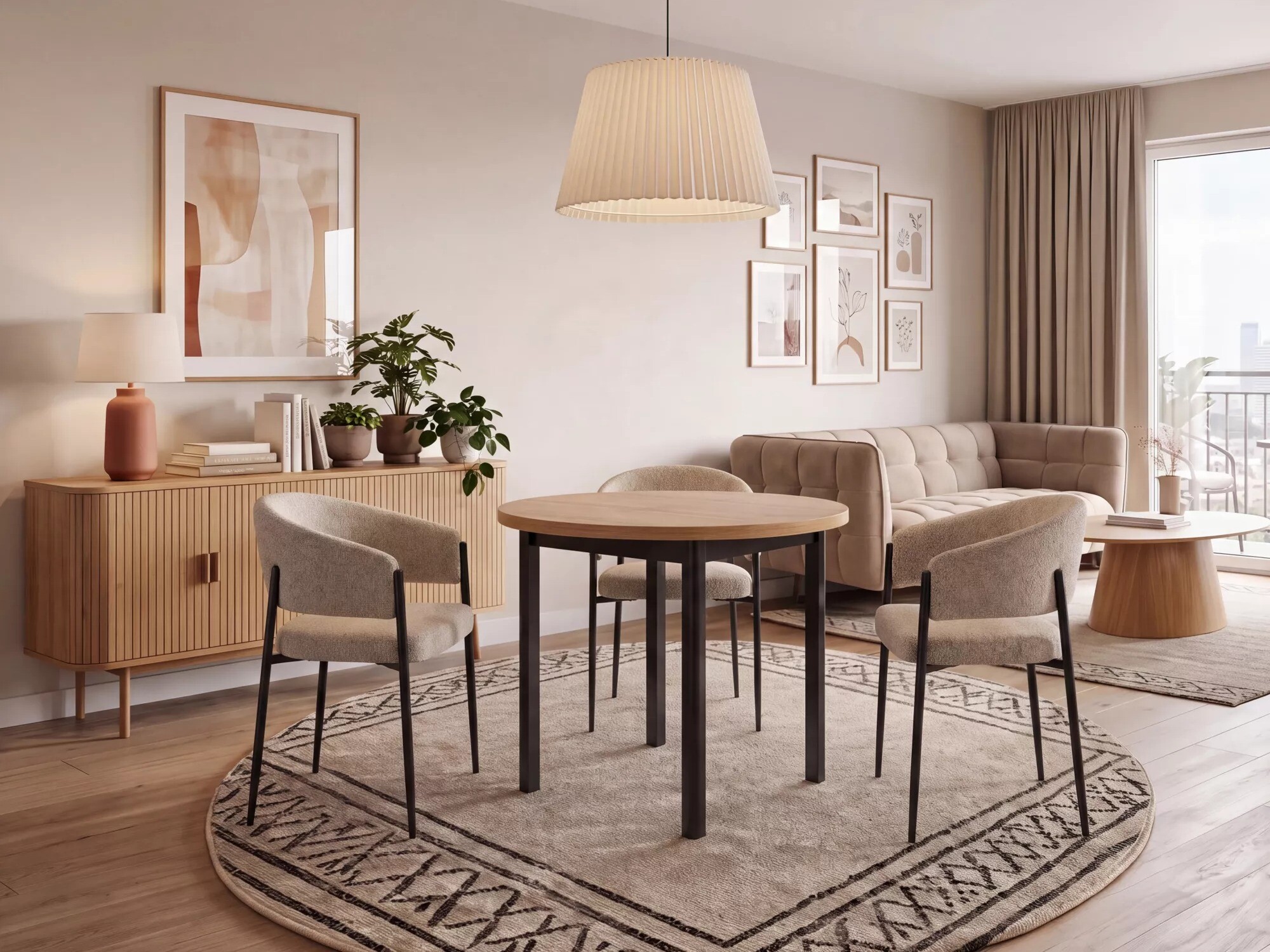 Chair Detroit 1053 (Beige + Matte Black)
