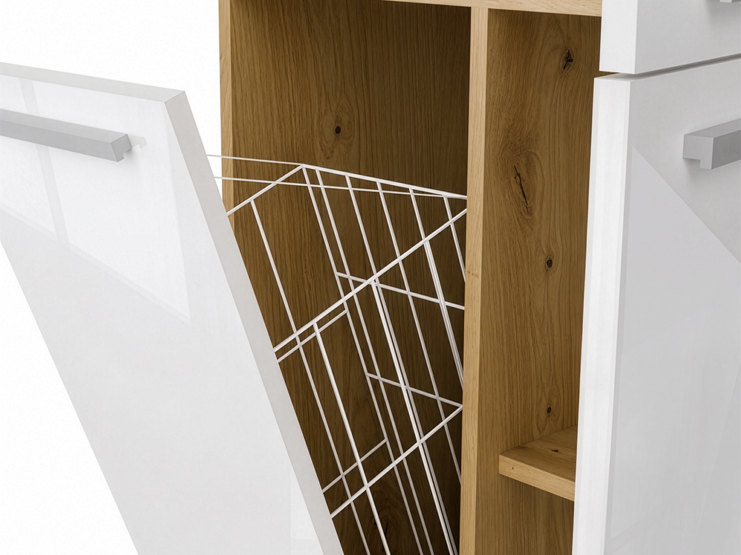 Freestanding bathroom cabinet Nolmaru 100 (Artisan oak + Glossy white)
