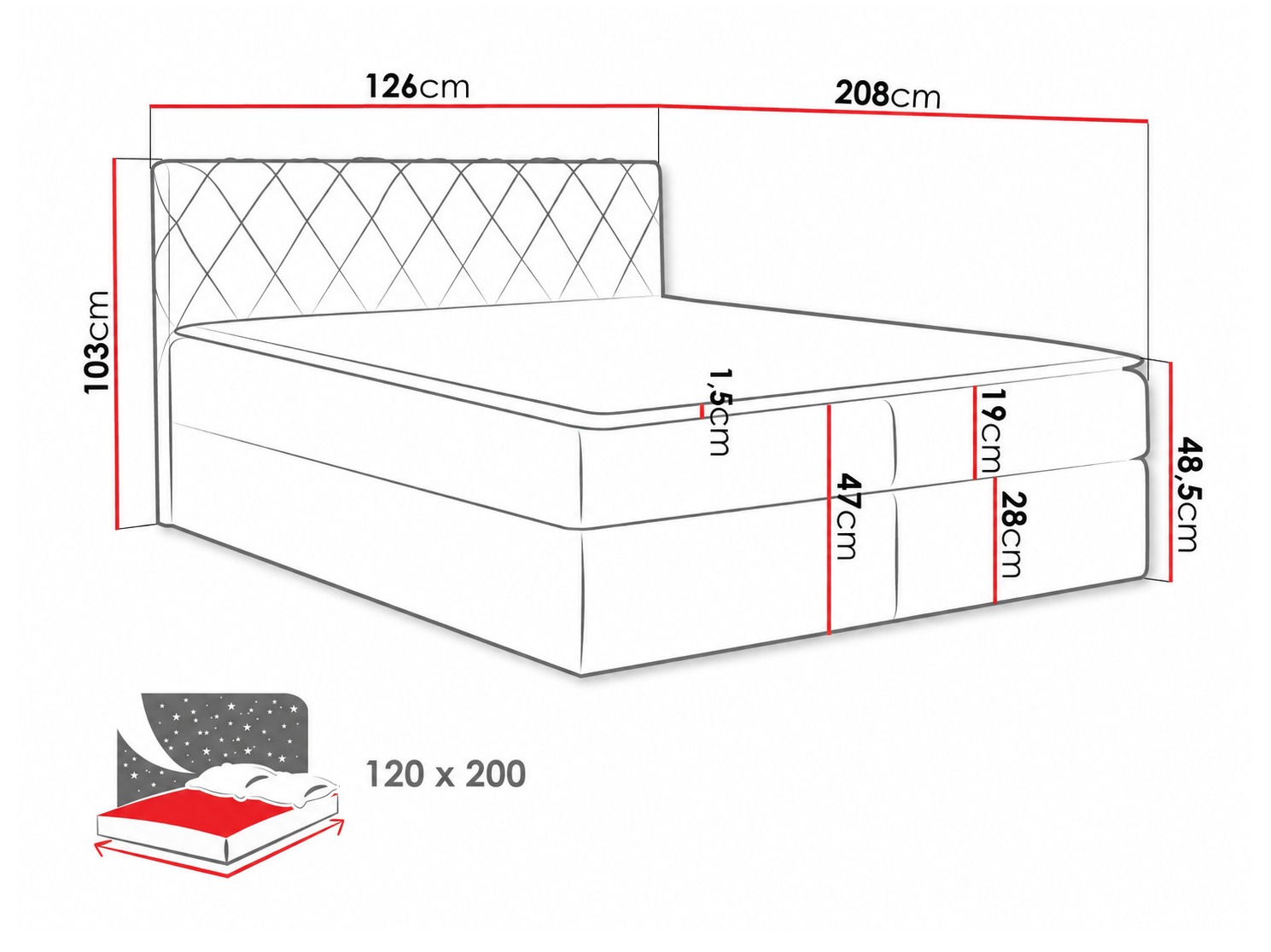 Continental bed Genus (Velluto 10)
