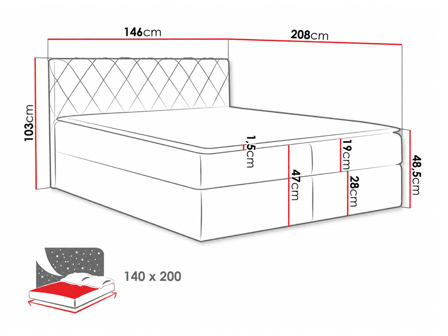 Continental bed Genus (Velluto 11)