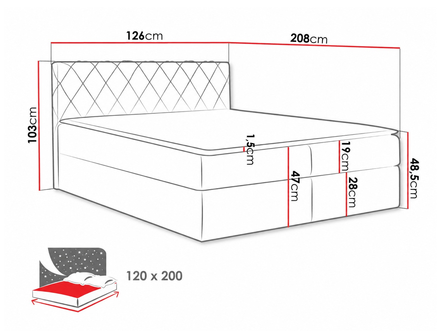Continental bed Genus (Velluto 16)