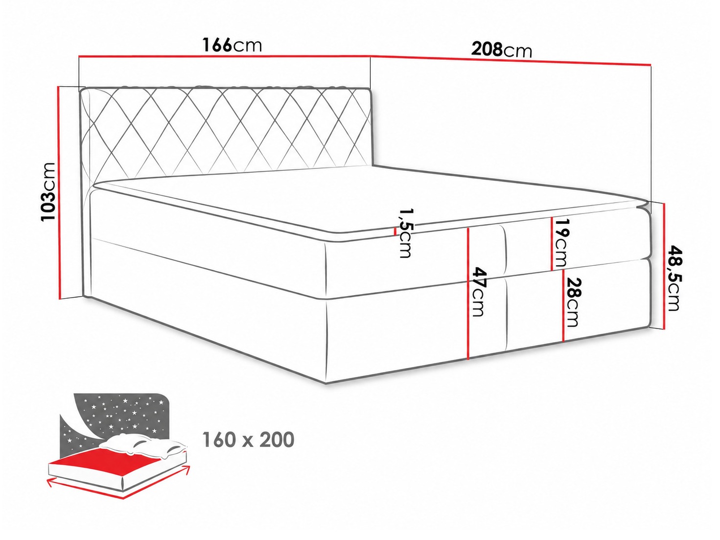 Continental bed Genus (Velluto 16)