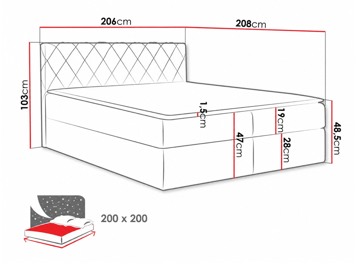 Continental bed Genus (Velluto 16)