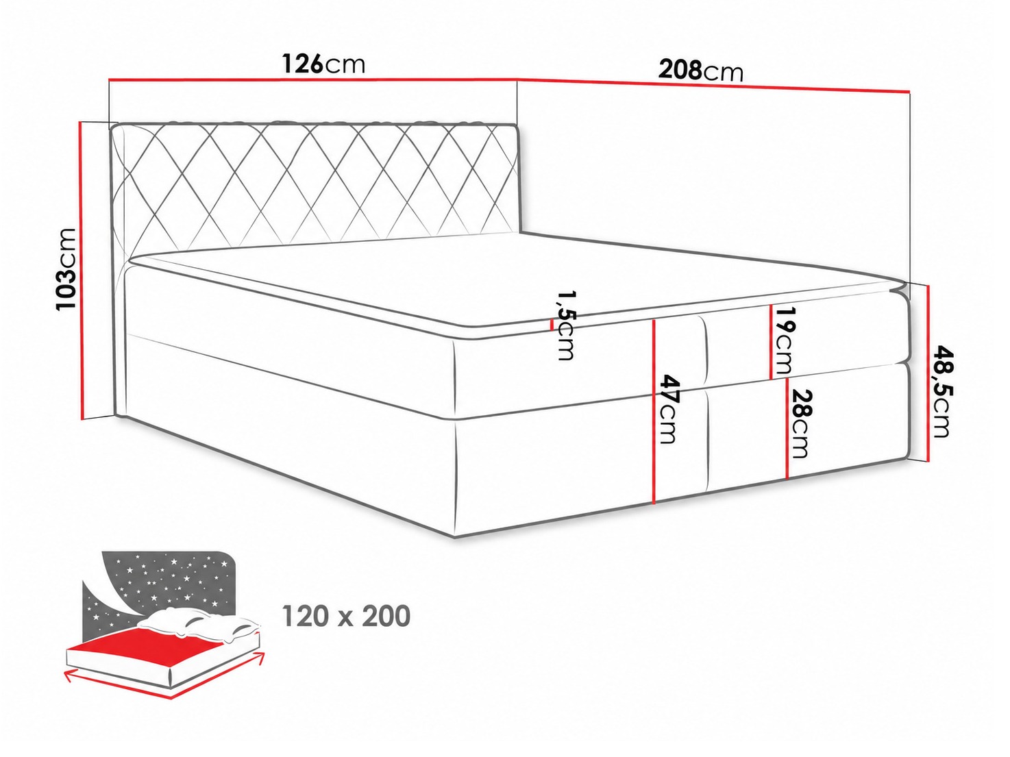 Continental bed Genus (Velluto 3)