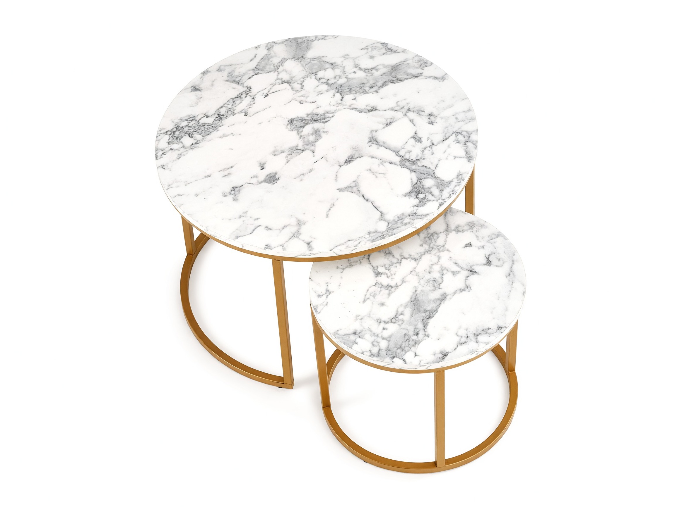 Nest of coffee tables Houston 2213 (White marble + Golden)