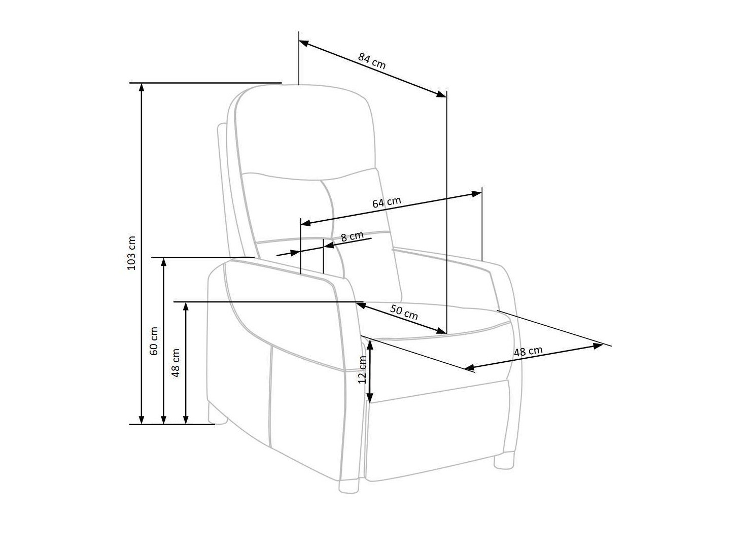 Recliner armchair Houston 992 (Bluvel 38)