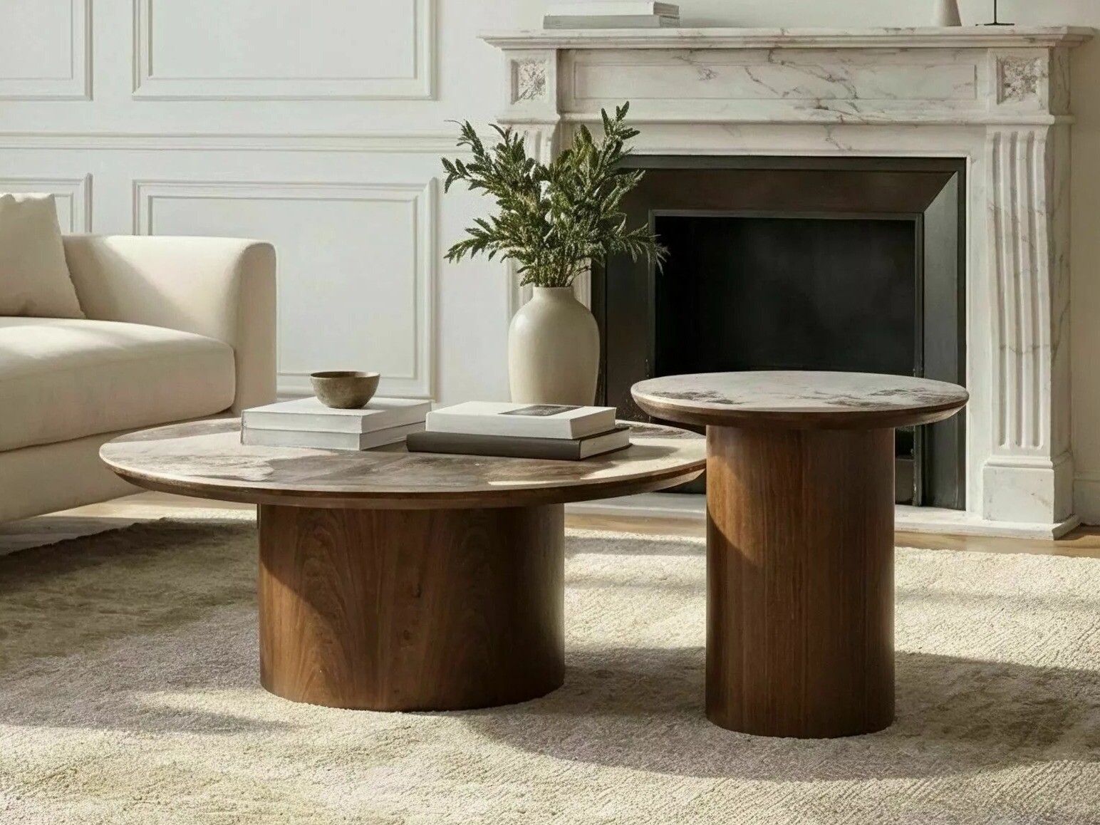 Coffee table Detroit 1059 (Stone Pattern + Walnut)