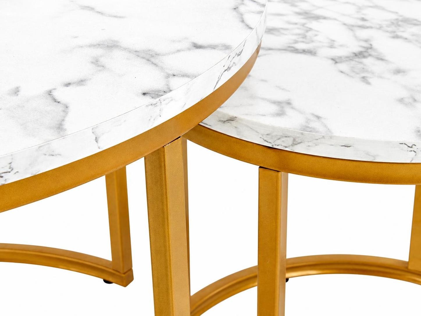 Nest of coffee tables Houston 2213 (White marble + Golden)