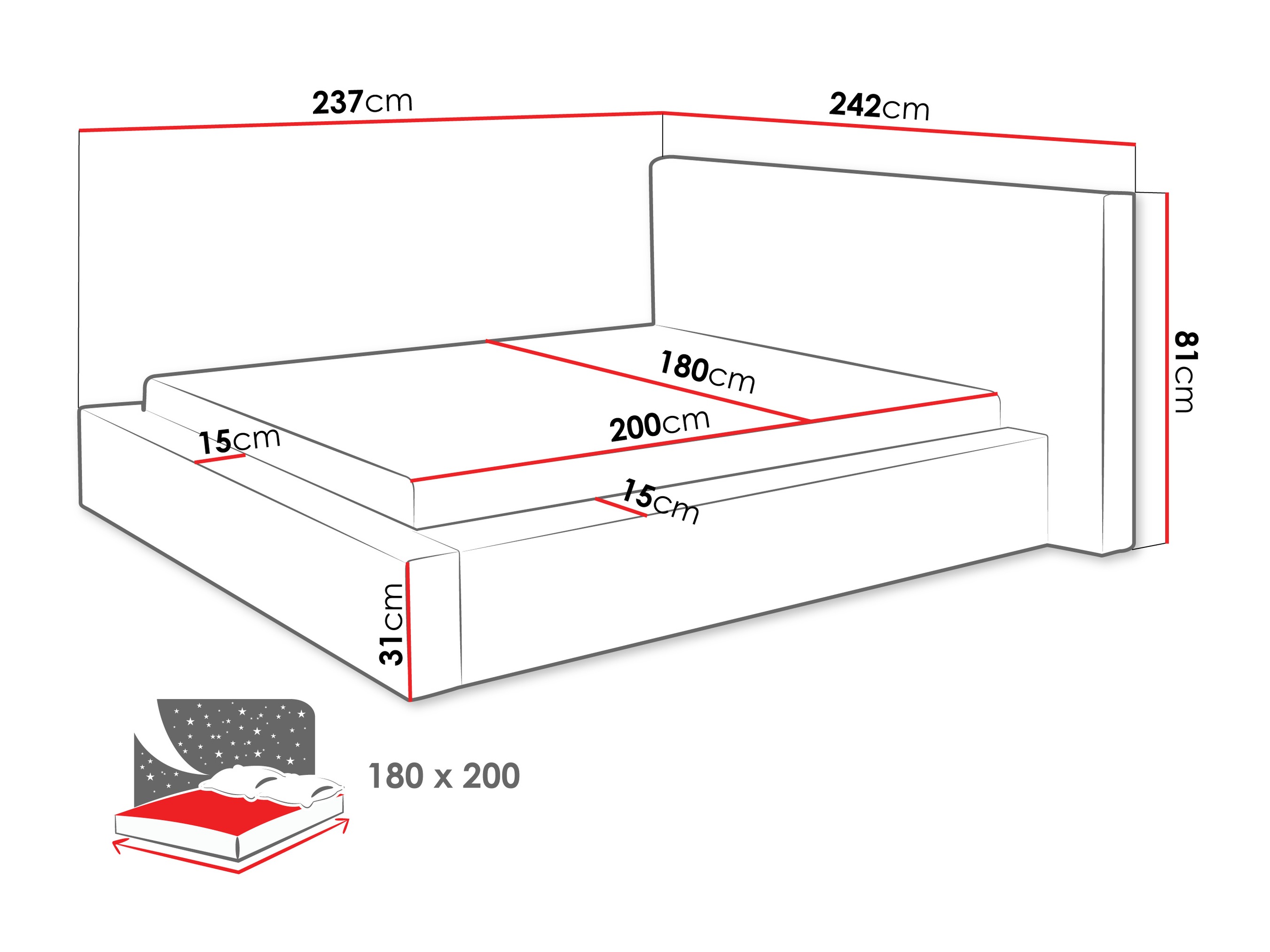 Bed TrendyNest 136 (Lumo 30)