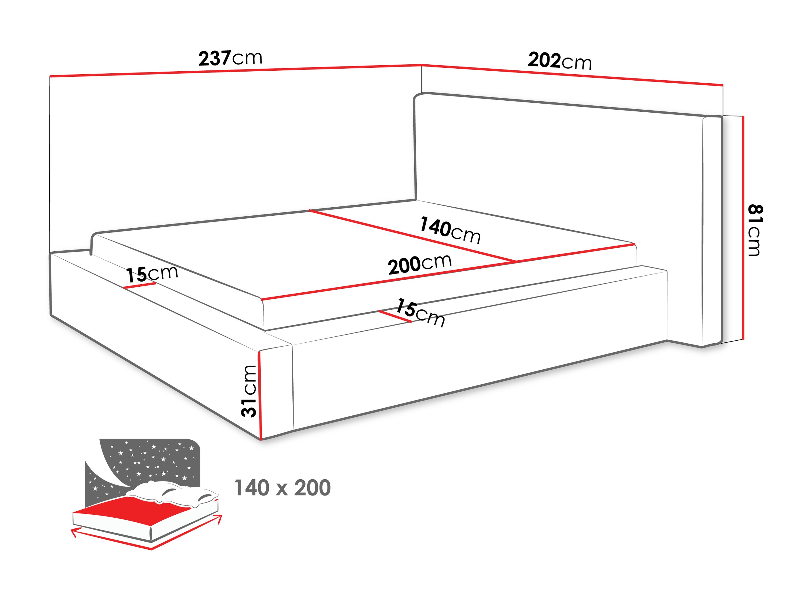 Bed TrendyNest 136 (Lumo 40)