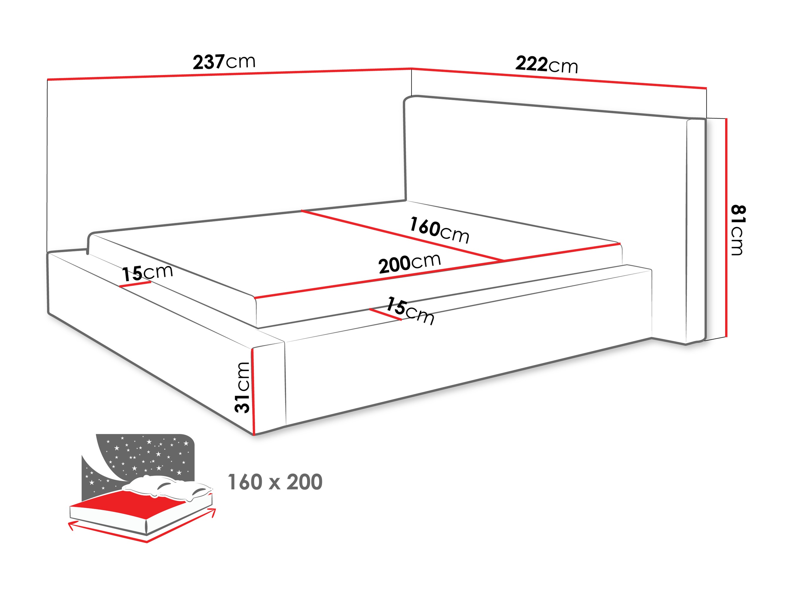Bed TrendyNest 136 (Lumo 40)