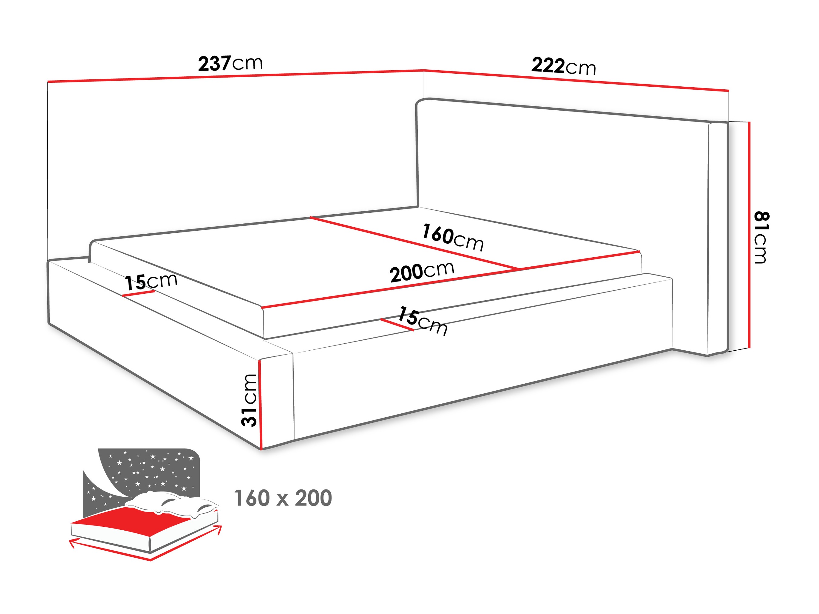 Bed TrendyNest 136 (Lumo 55)