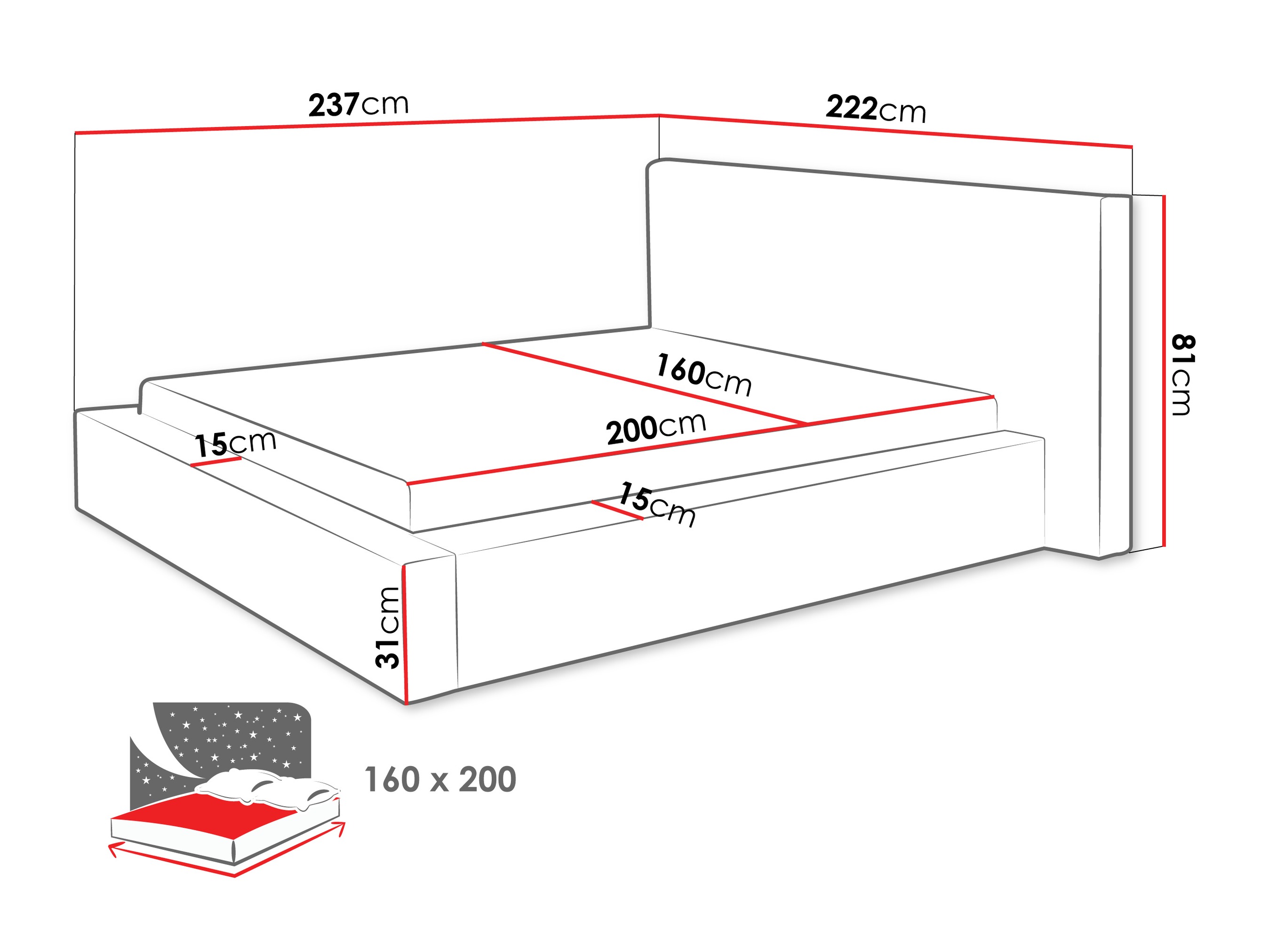 Bed TrendyNest 136 (Lumo 65)