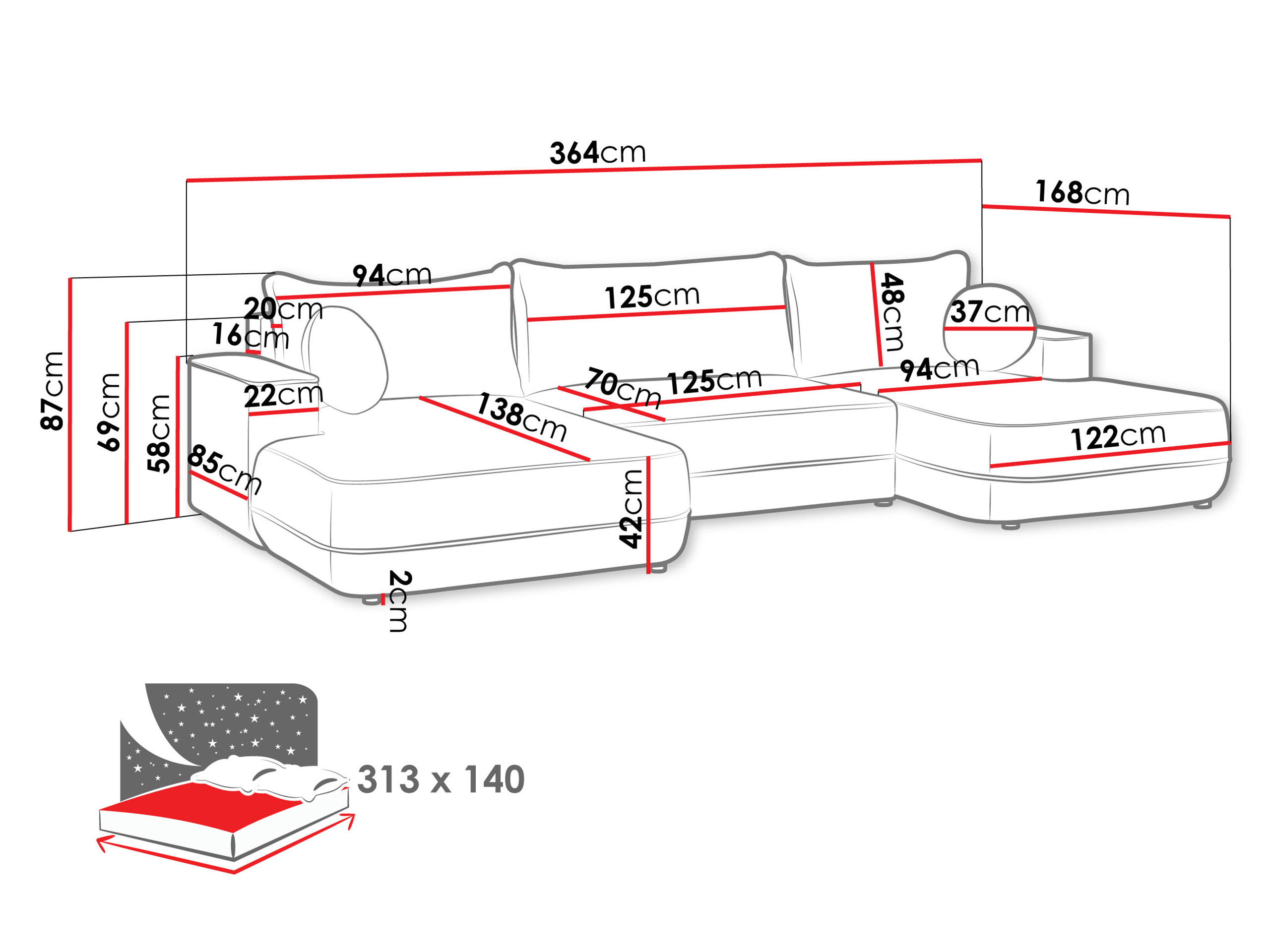 Corner sofa SI250 with damaged packaging