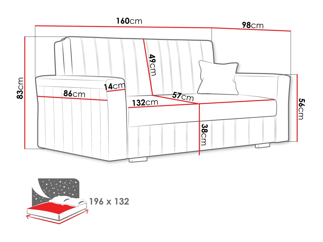 Sofa bed SI252 with damaged packaging