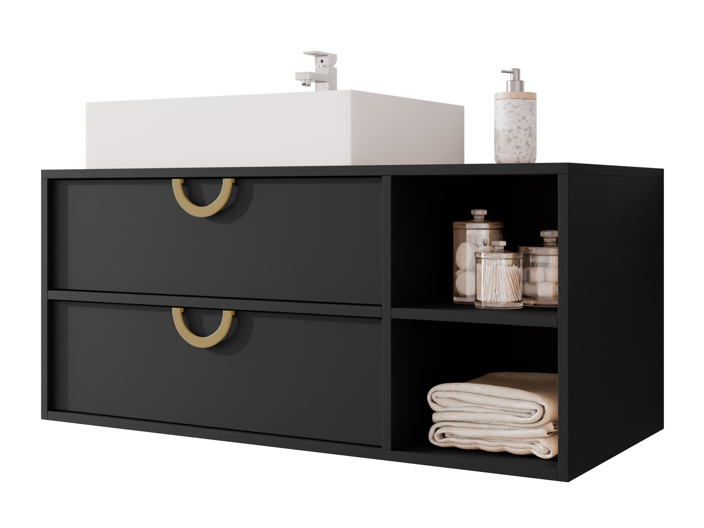 Wall-mounted bathroom cabinet for washbasin Sodalis (Black)
