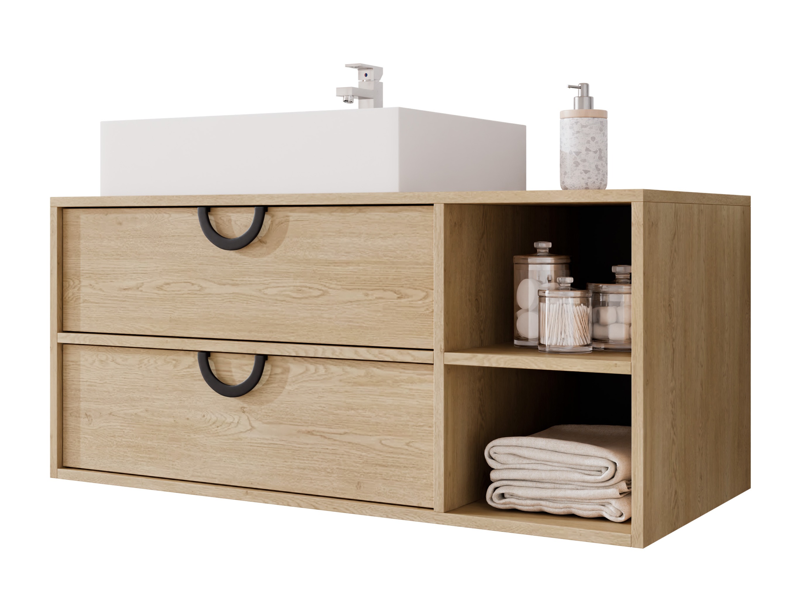 Wall-mounted bathroom cabinet for washbasin Sodalis (Oak)