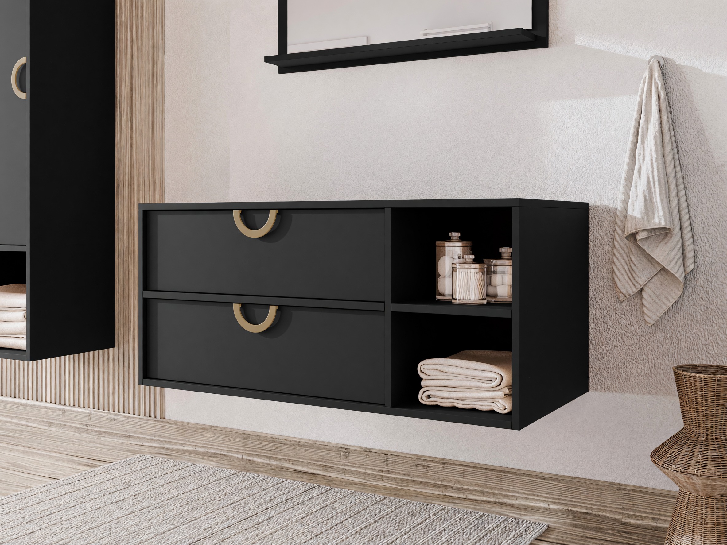 Wall-mounted bathroom cabinet for washbasin Sodalis (Black)