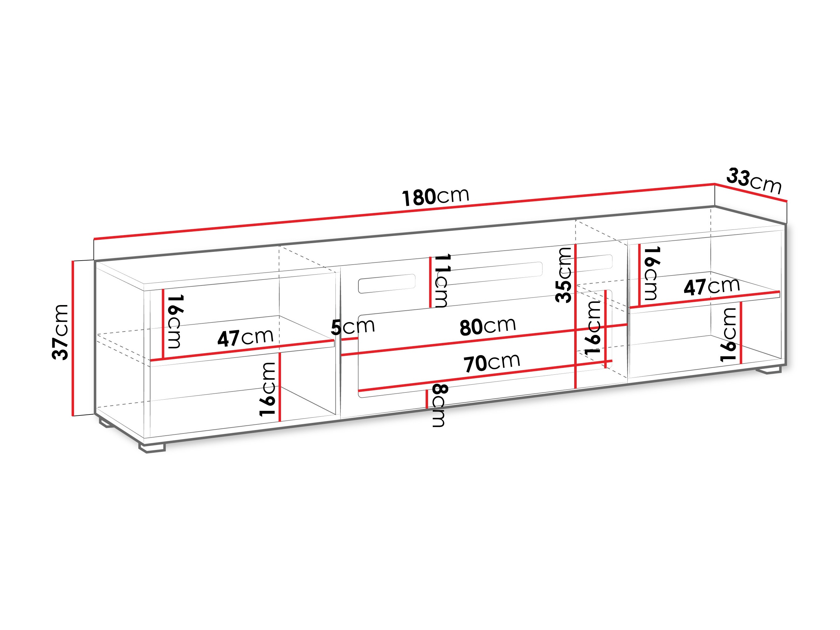 TV stand Charlotte 190 (White + Black)