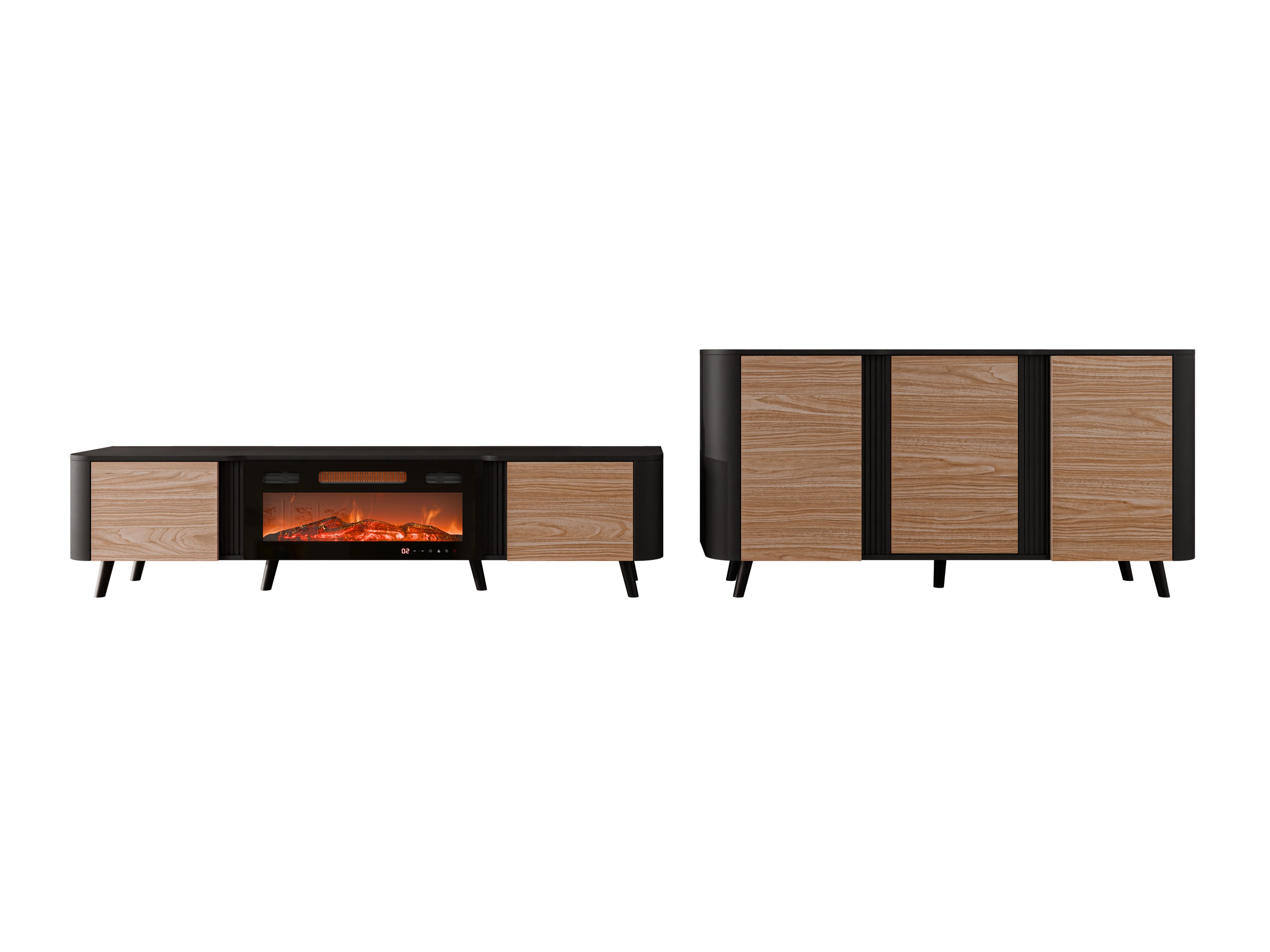 Living room set Modus (Black + Walnut)