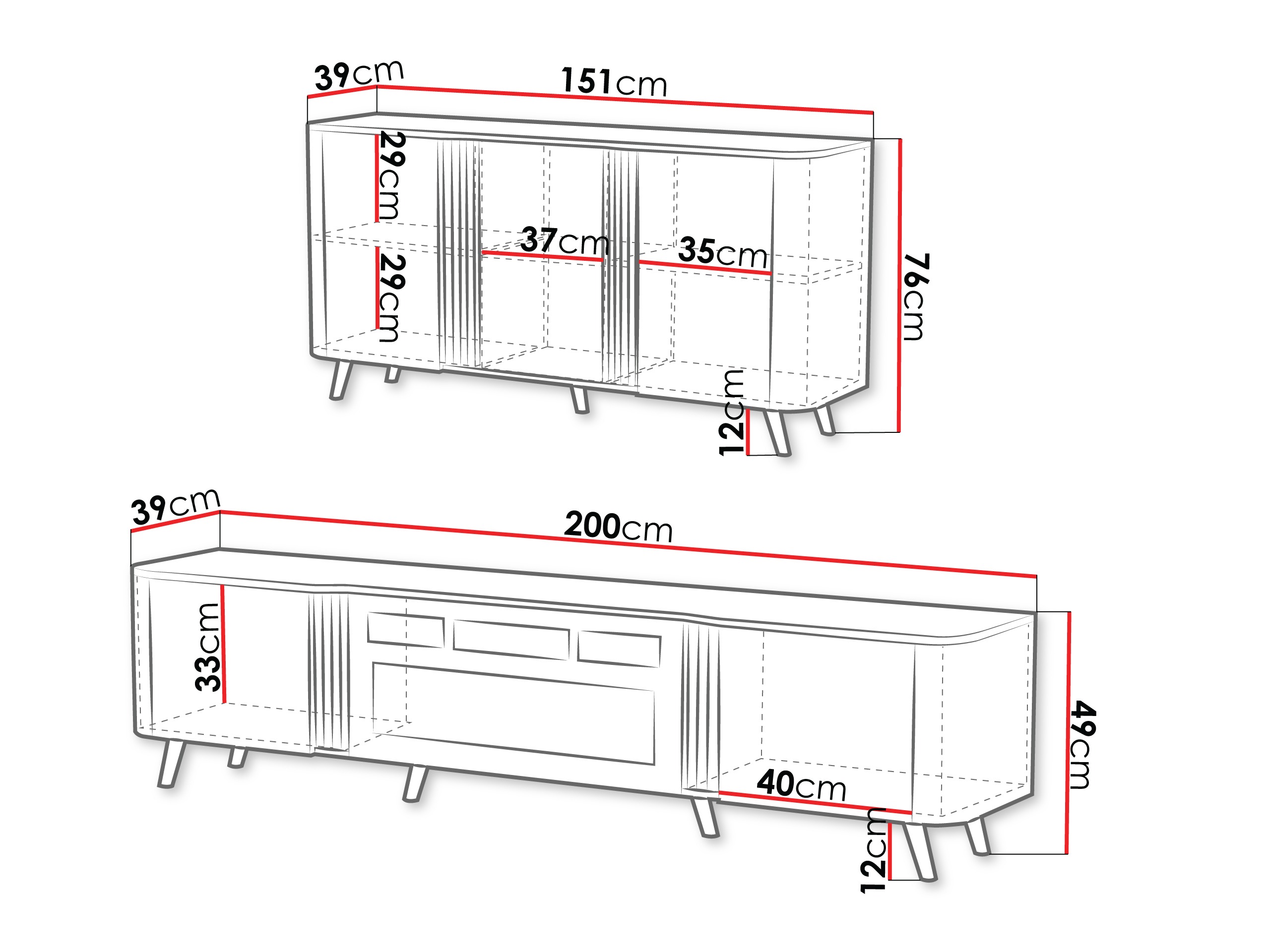 Living room set Modus (Black + Walnut)