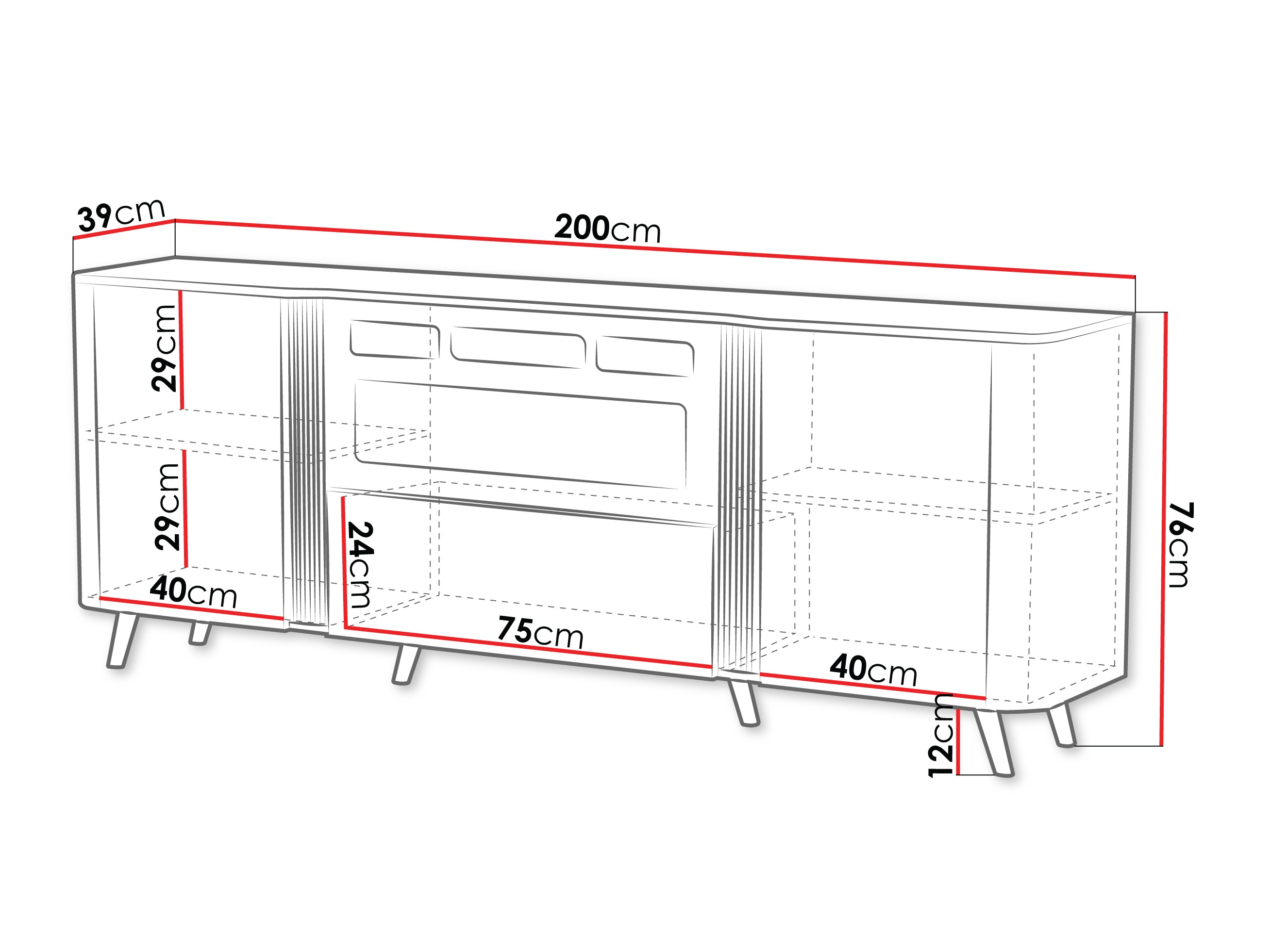 Sideboard Modus I (Black + Black marble)