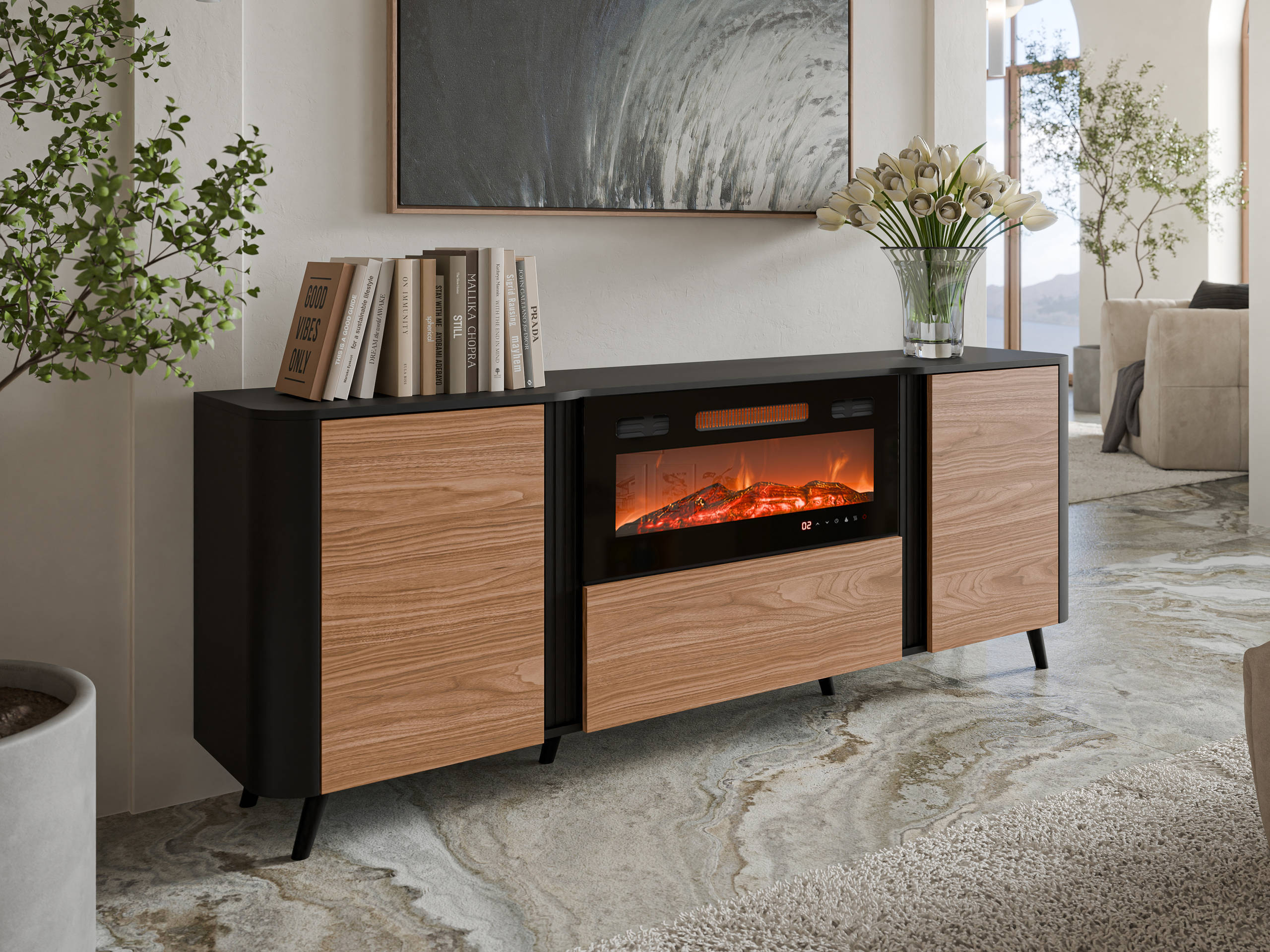 Sideboard Modus I (Black + Walnut)