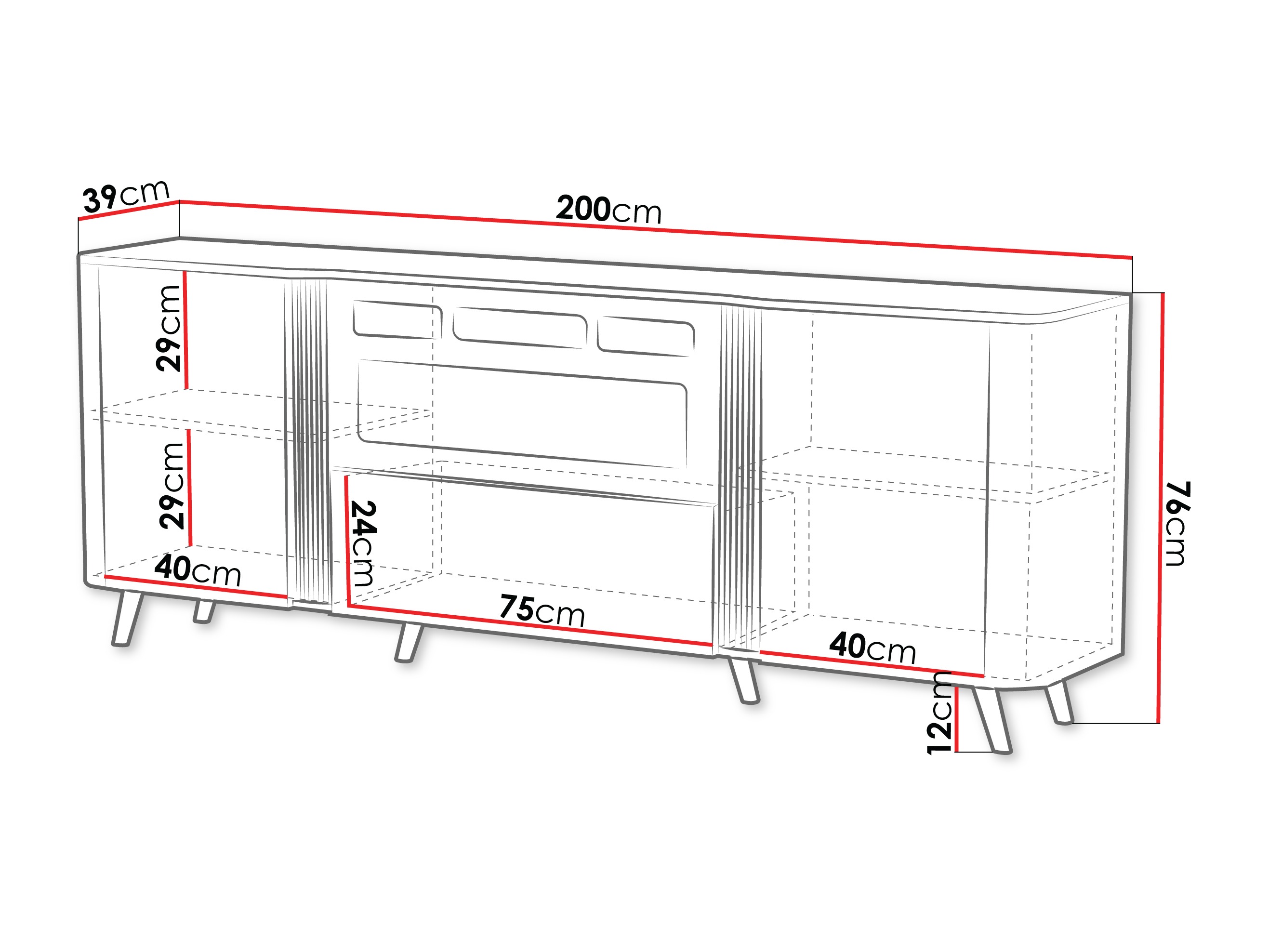 Sideboard Modus I (Black + Walnut)