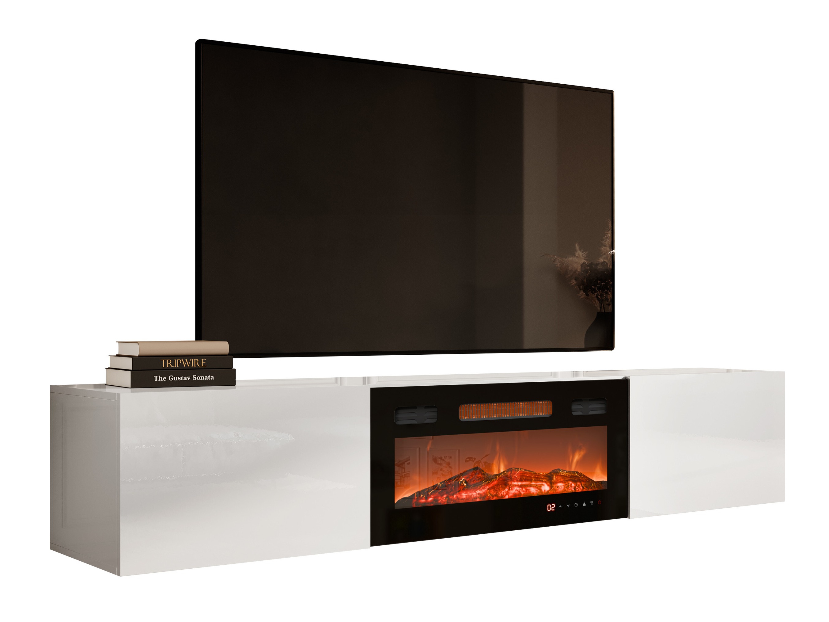 TV stand Imago I (White + Glossy white)