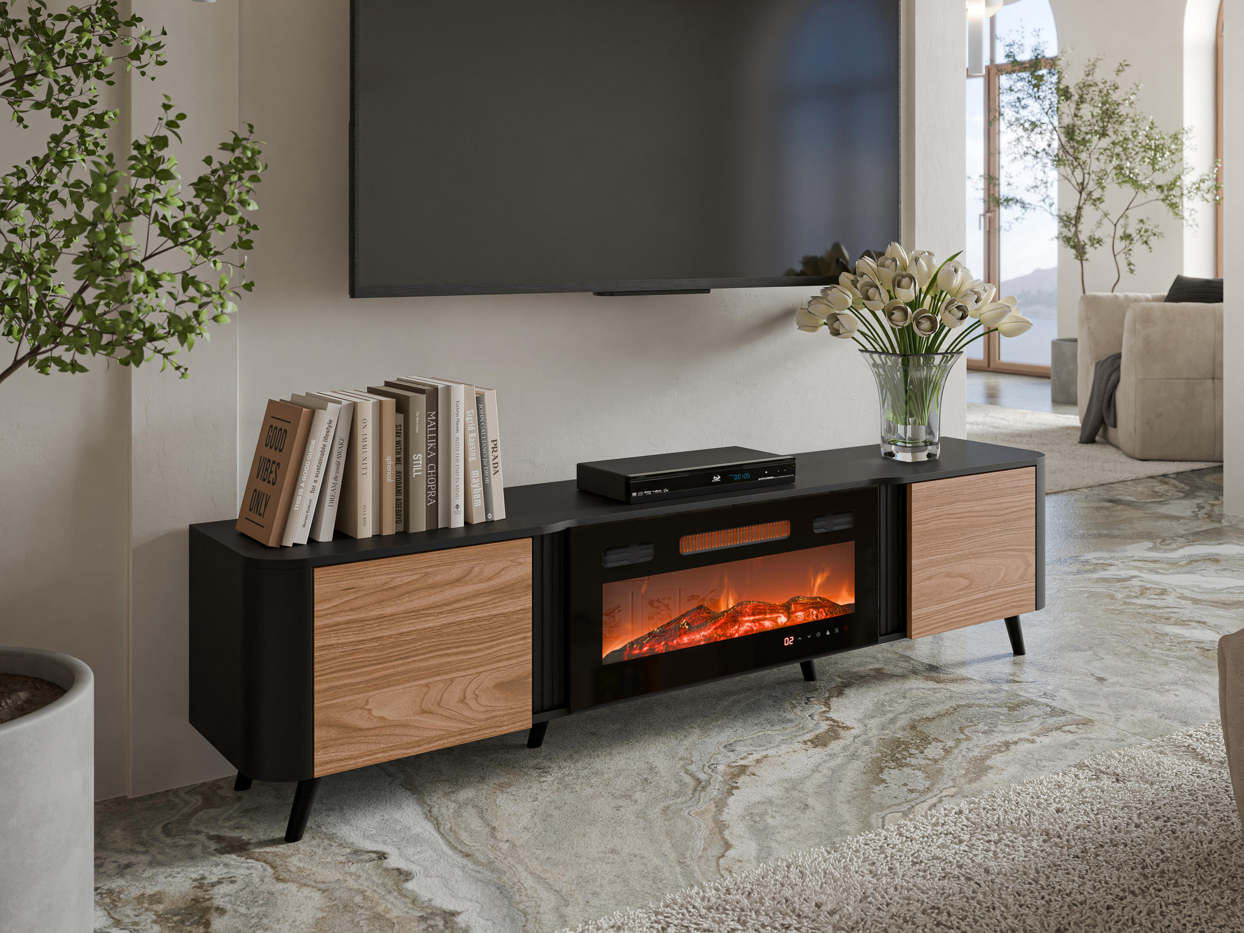 TV stand Modus (Black + Walnut)